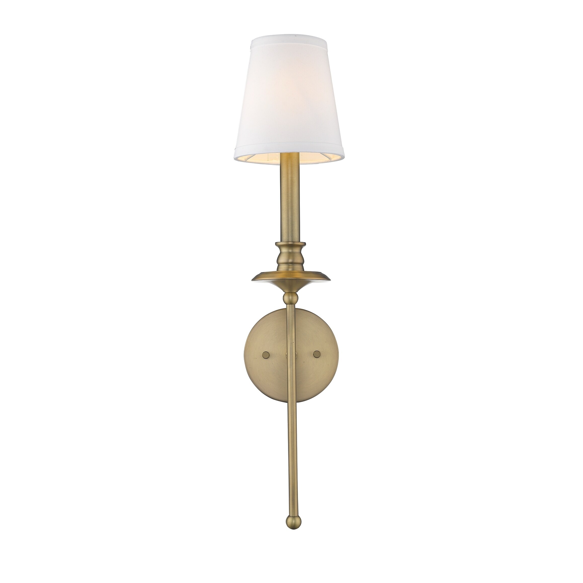 Rustic Traditional 1-Light Arm Wall Sconce with Shade in Antique Brass - Mycitystee