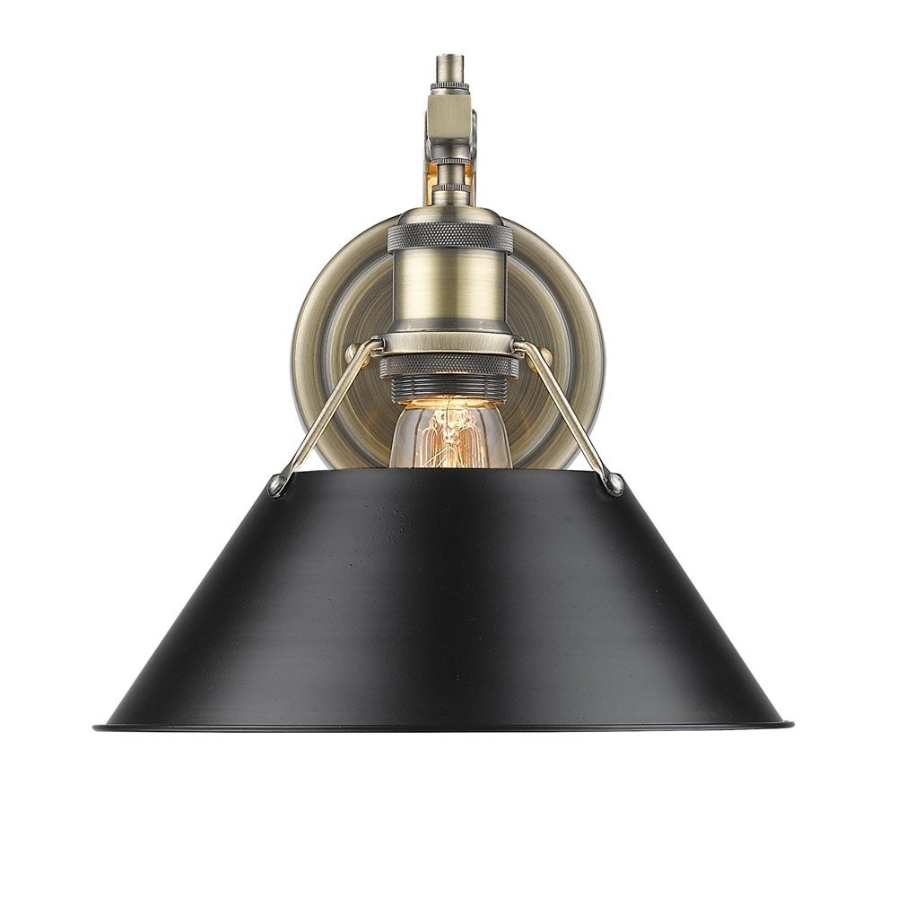 Golden Lighting Orwell Aged Brass 1-light Wall Sconce with Black Shade - Mycitystee
