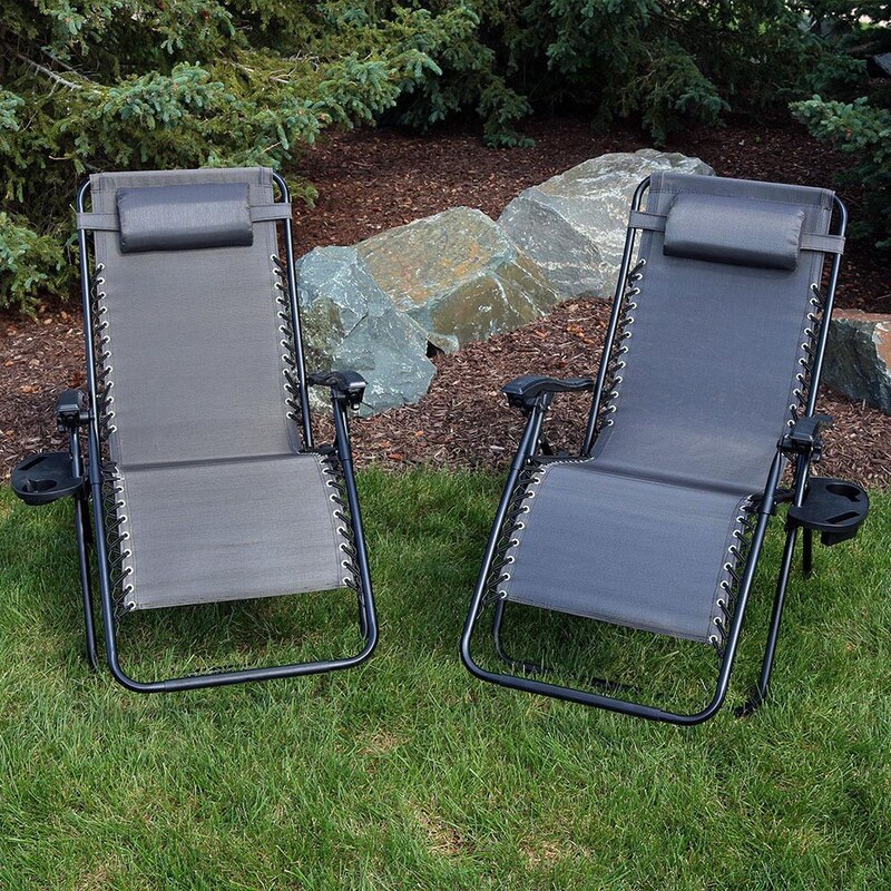 Ultimate Patio 2 Piece Oversized Zero Gravity Lounge Chair Set W/ Cup Holders - Mycitystee