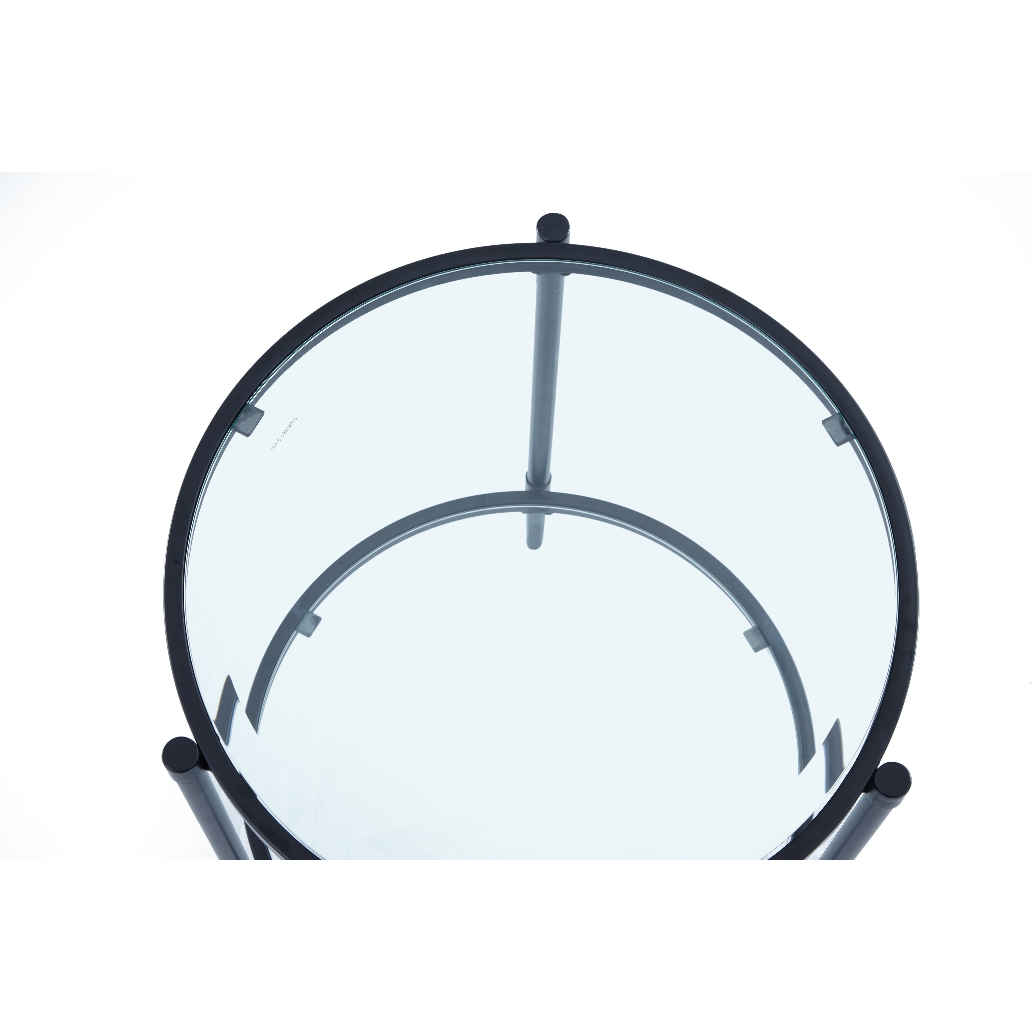 GZMR Modern Round Glass End Table Side Table with Shelf - Mycitystee