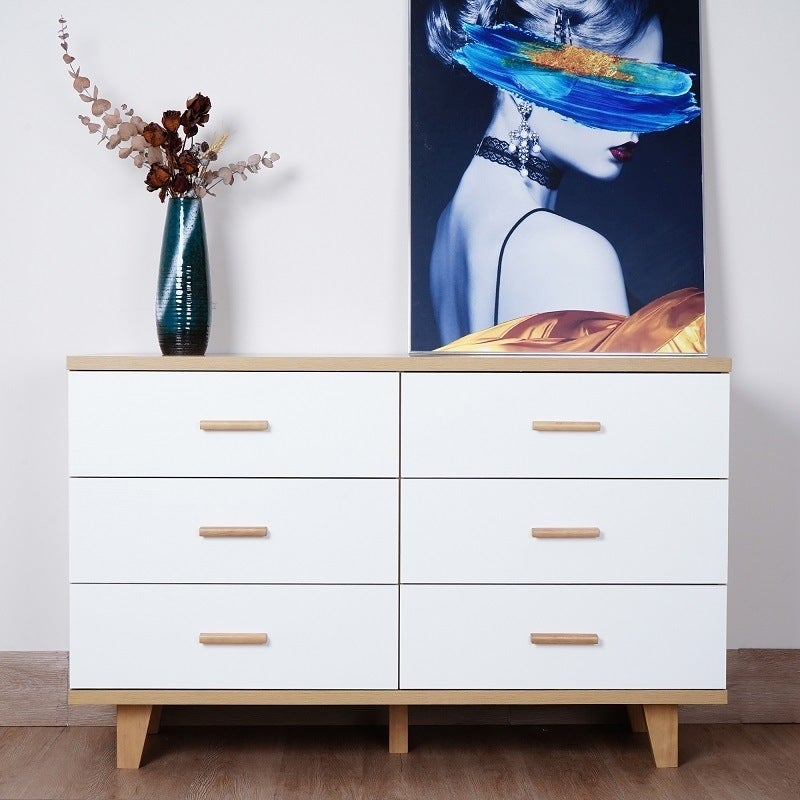 Wood Dresser Bedroom Storage Drawer Organizer Closet Hallway Storage Cabinet with 6 Drawer; Wood Dresser Chest Accent Cabinet - - 37776898 - Mycitystee