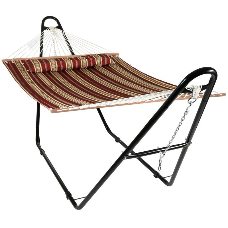 Ultimate Patio Quilted Double Hammock w/ Pillow and Universal Stand - Mycitystee