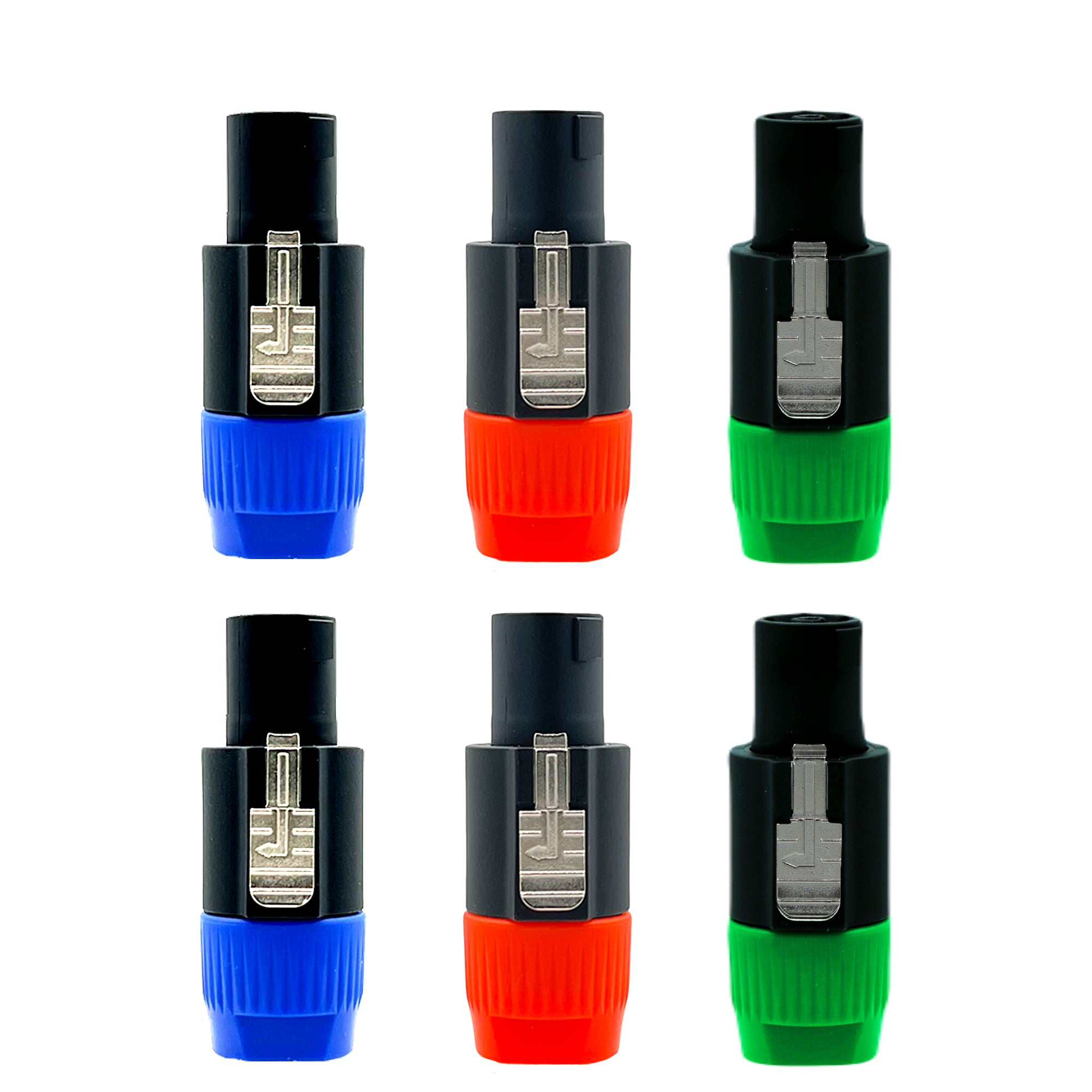 5 Core Speakon Adapter Connectors 4 Pole Plug Twist Lock | 2x Blue, 2x Green, 2x Orange 6 Pack - SPKN BGO 6PK - Mycitystee