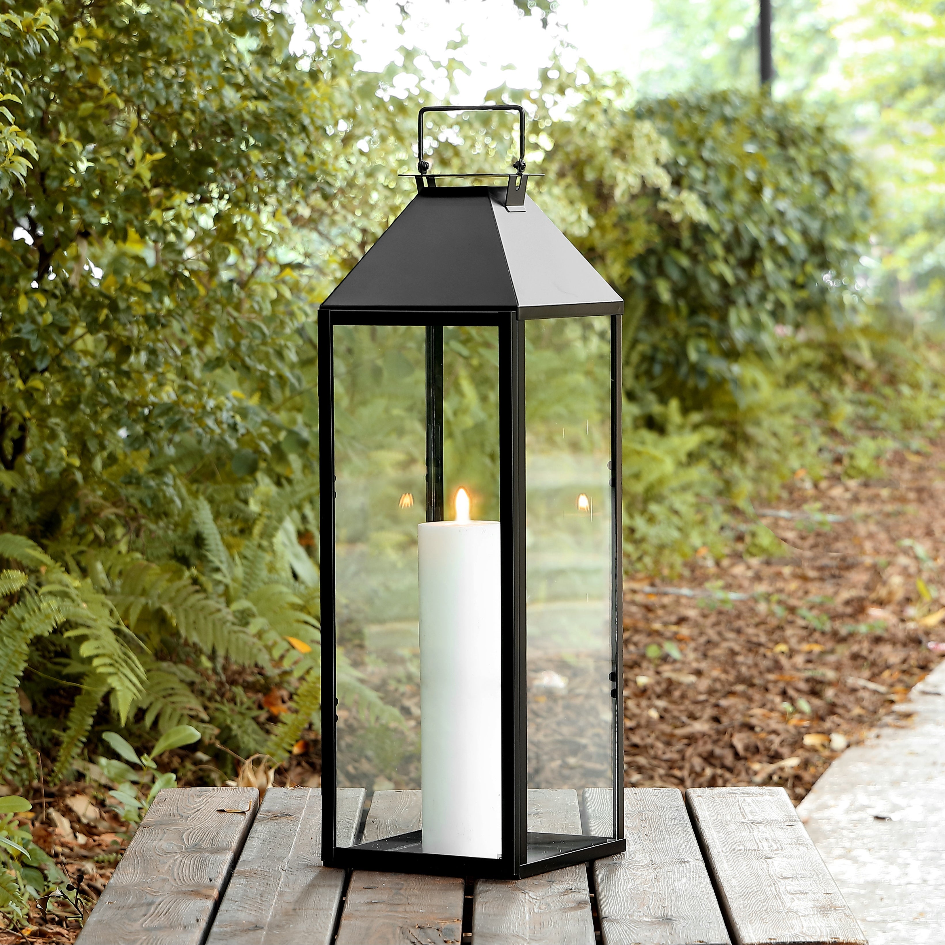 SAFAVIEH Ruane 25-inch Outdoor Lantern - 8 in. W x 8 in. D x 26 in. H Shopping - The Best Deals on Outdoor Wall Lanterns | 41005084 - Mycitystee