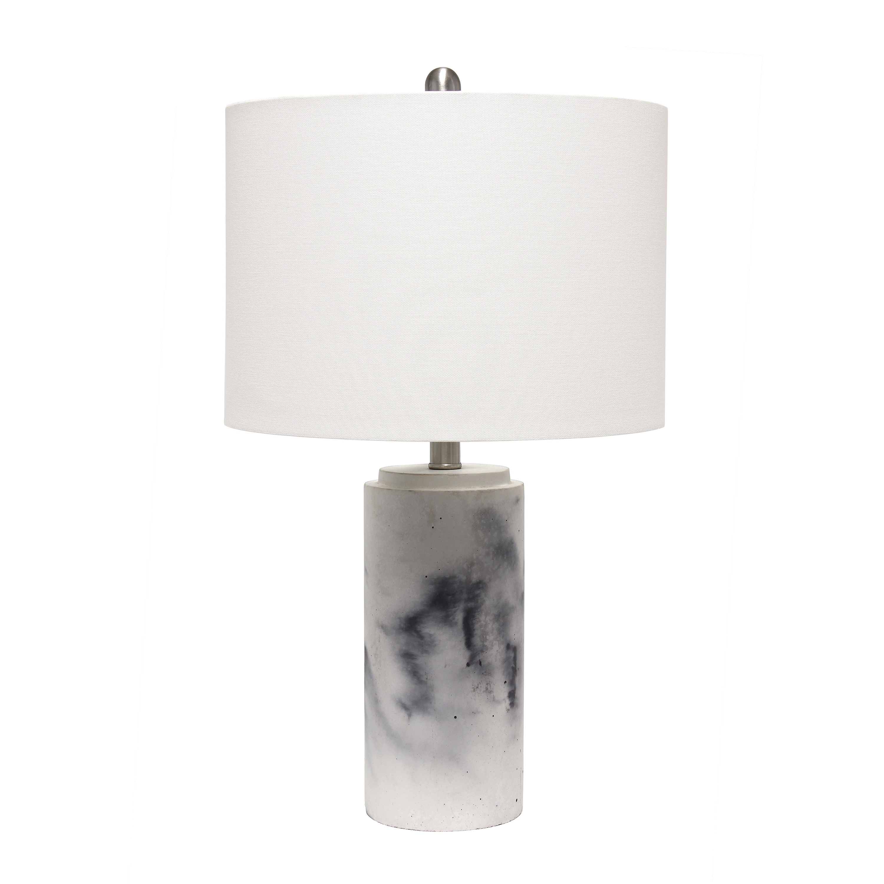 Lalia Home Marbleized Table Lamp with White Fabric Shade， White - Mycitystee