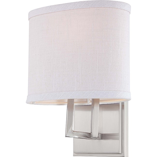 Gemini Nickel w/ Slate Gray Fabric Shade 1-Light Vanity Fixture - Mycitystee