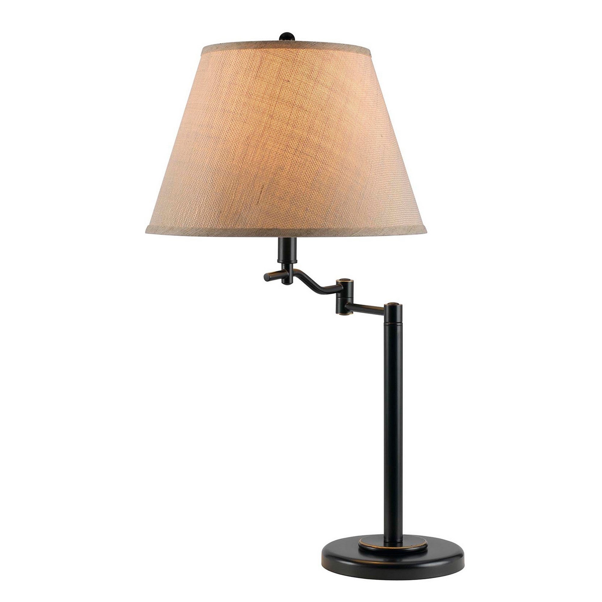 3 Way Metal Body Table Lamp with Swing Arm and Conical Fabric Shade， Black - Mycitystee