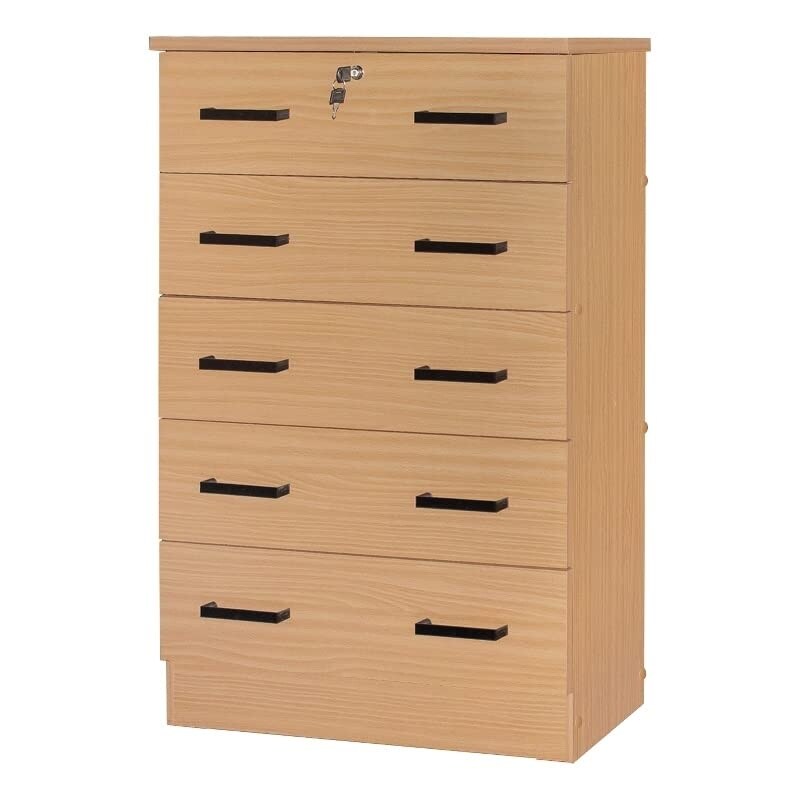 Home Products Cindy 5 Drawer Chest Wooden Dresser with Lock Beech (Maple) - as picture - - 37668698 - Mycitystee