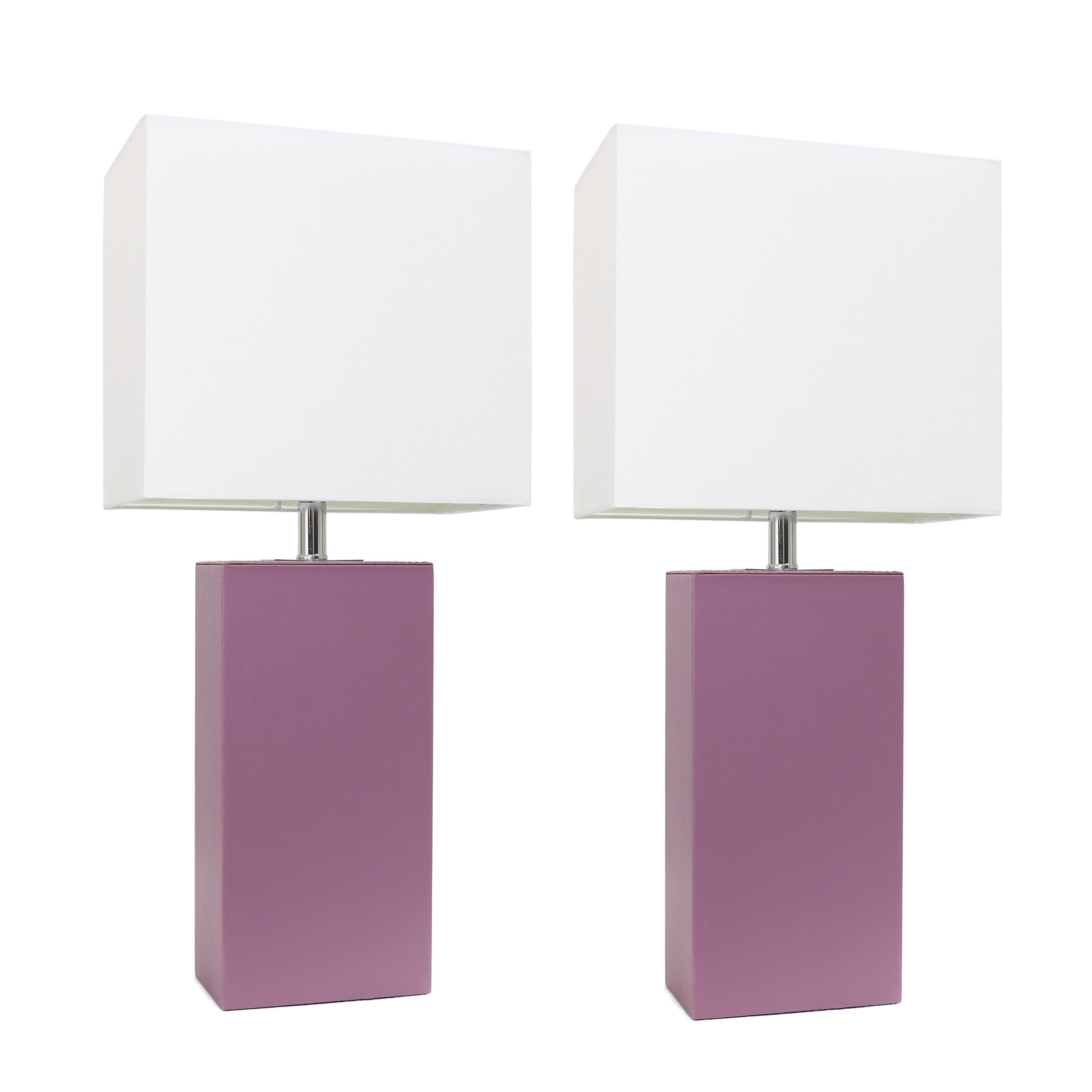 Porch and Den Fairway Purple Leather/ White Fabric Table Lamp (Set of 2) - Mycitystee