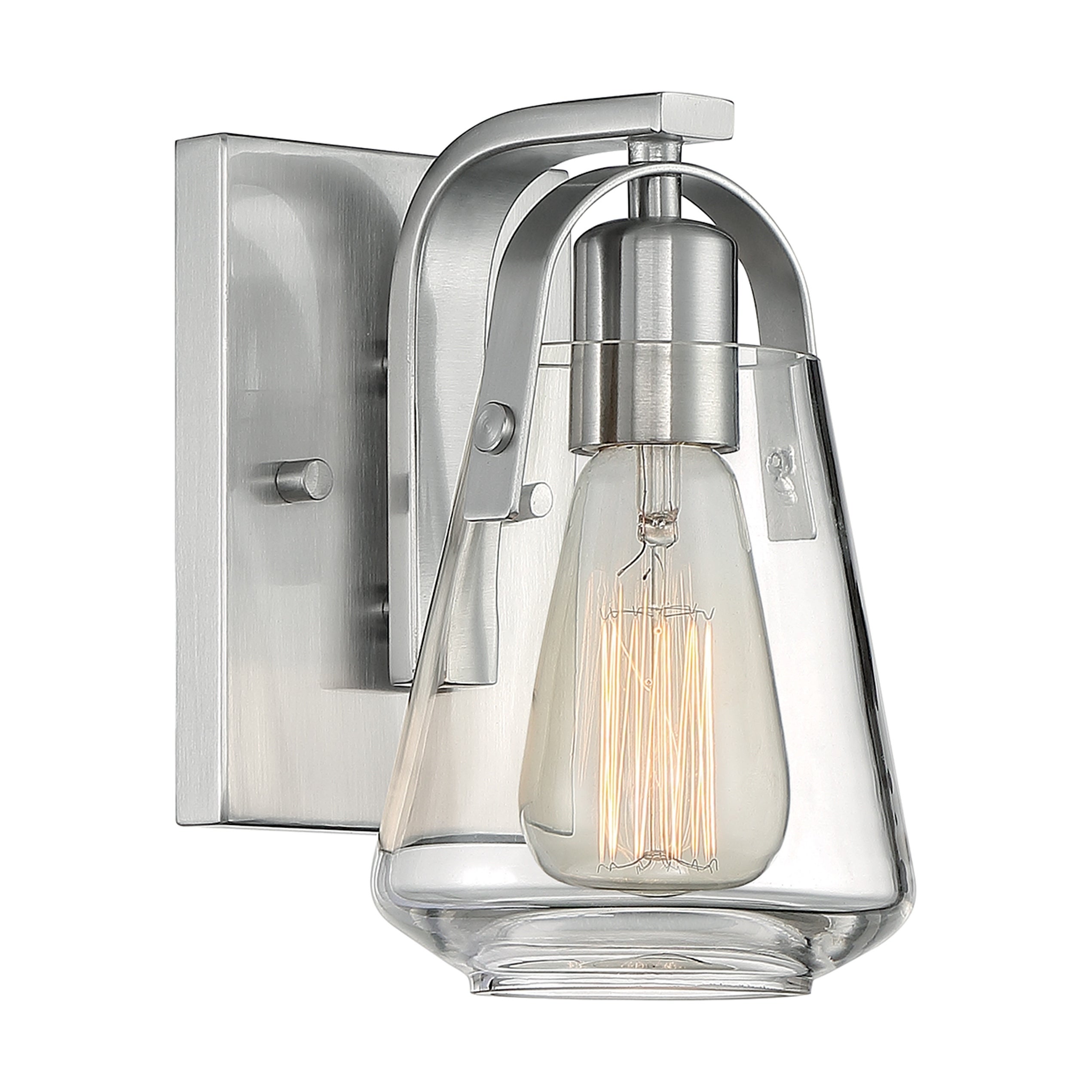 Skybridge 1-Light Vanity with Clear Glass Brushed Nickel Finish - Mycitystee