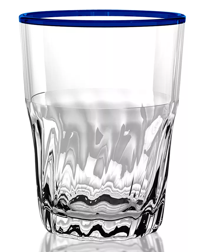 TarHong Cantina Double Old Fashion Glass， Blue， 15 oz.， Premium Plastic， Set of 6 - Mycitystee