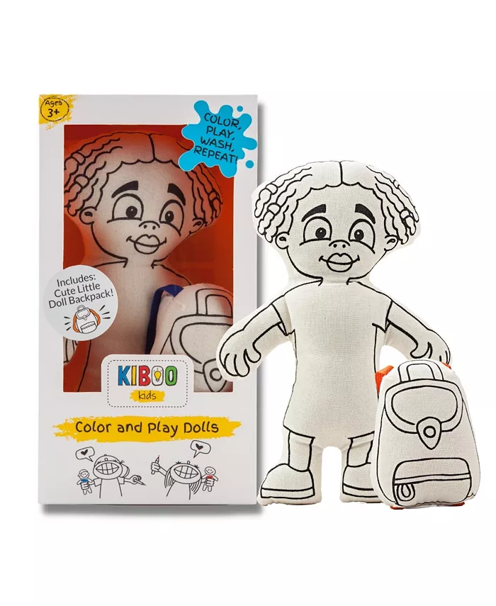 Kiboo Kids Doll and Mini Doll Backpack for Coloring - Kid with locks (+markers) - Mycitystee
