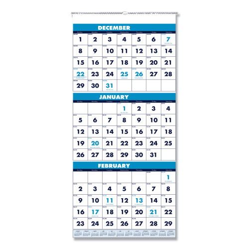 House of Doolittle Recycled Three-Month Format Wall Calendar， 12.25 x 26， 14-Month， 2020-2022 (3640) - Mycitystee