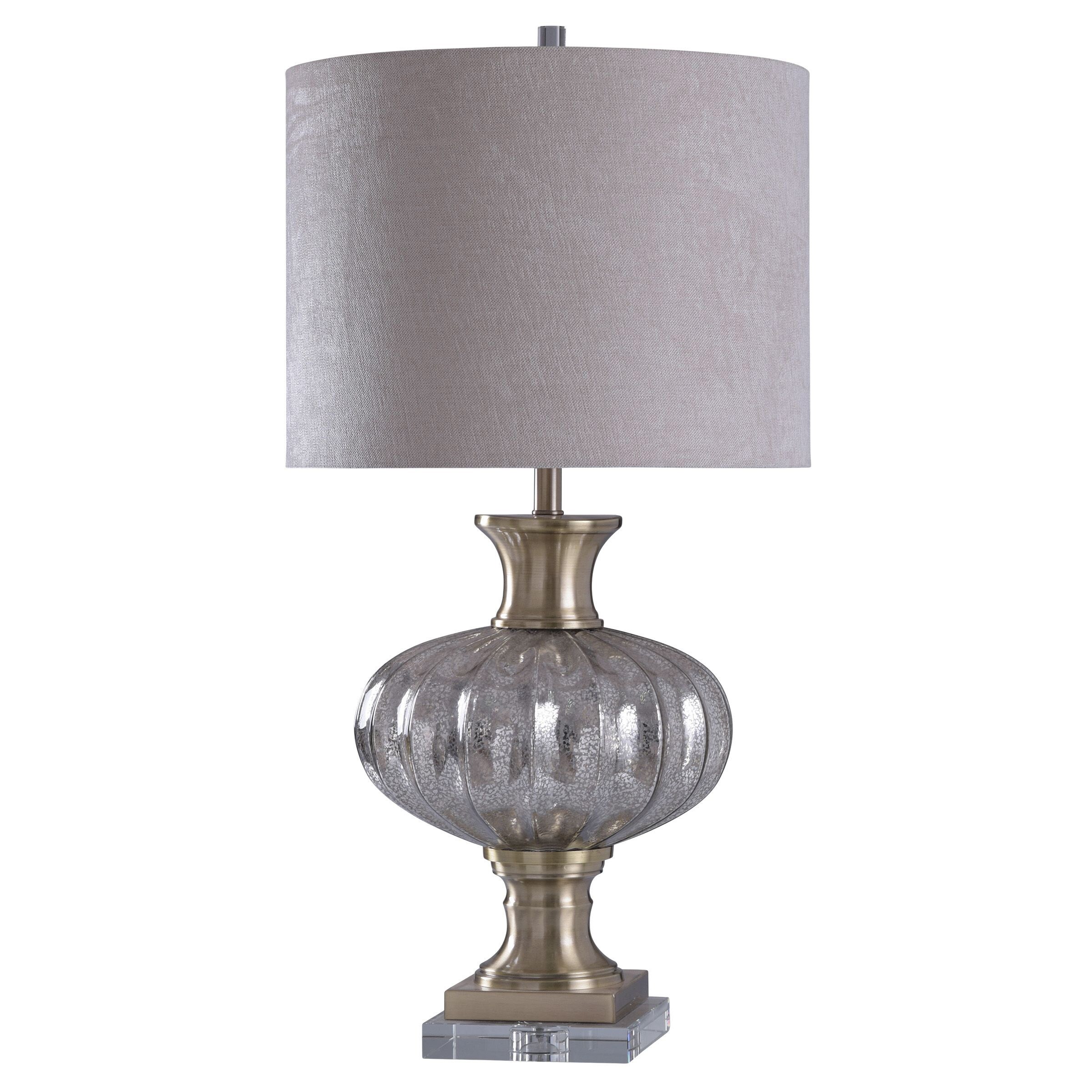 StyleCraft Fener Gold and Silver Table Lamp - Grey Shade - Mycitystee