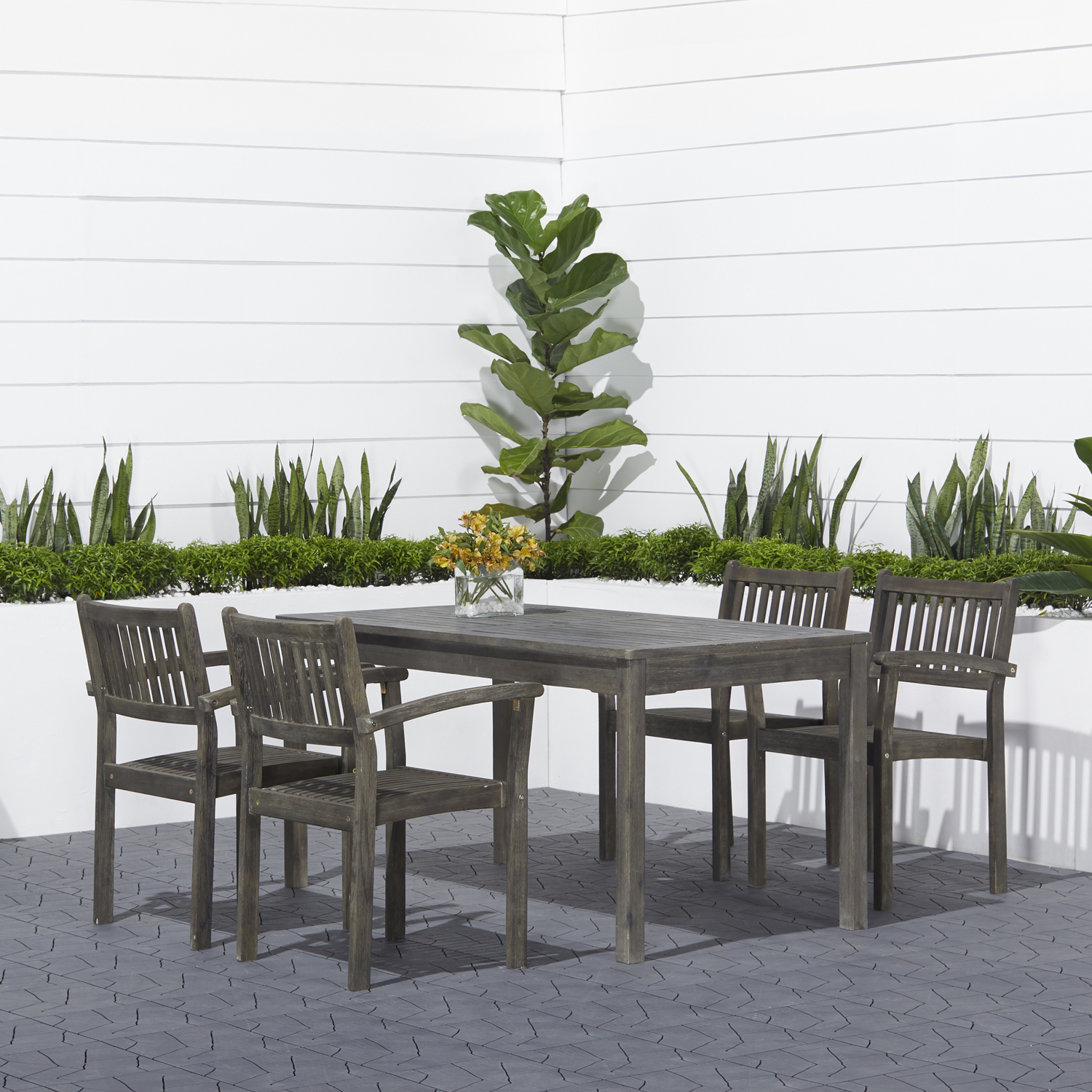 Vifah Renaissance 5 pc Gray Wood Traditional Dining Set - Mycitystee