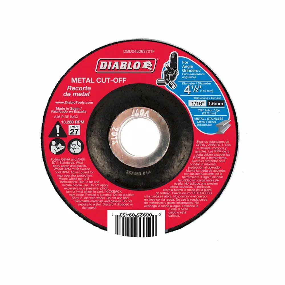 DIABLO 4-1/2 in. x 1/16 in. x 7/8 in. Metal Cut-Off Disc with Type 27 Depressed Center and#8211; XDC Depot - Mycitystee