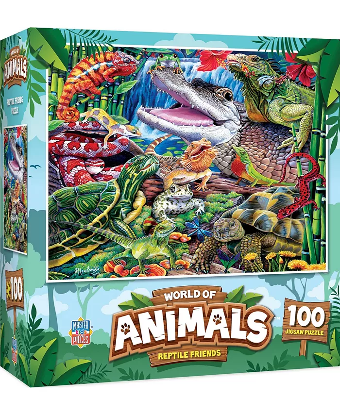MasterPieces Puzzles World of Animals - Reptile Friends 100 Piece Puzzle - Mycitystee