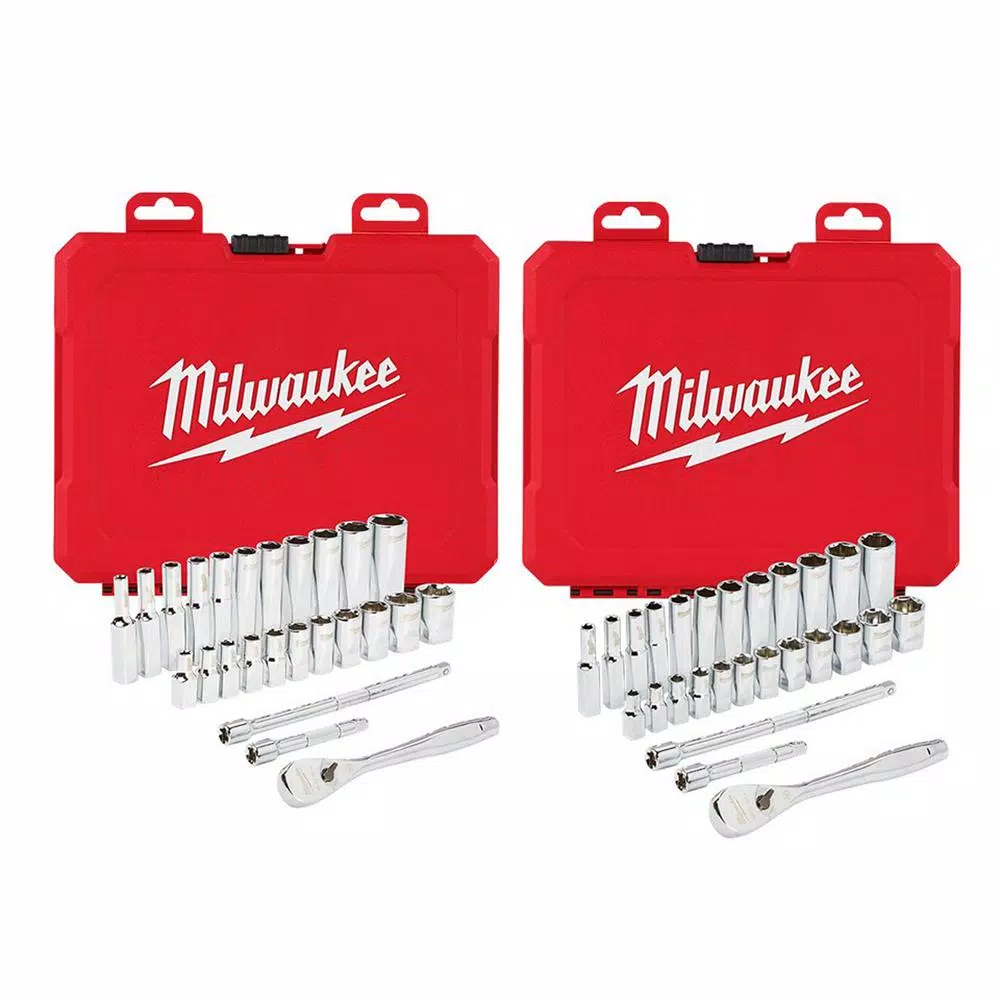 Milwaukee 1/4 in. Drive SAE/Metric Ratchet and Socket Mechanics Tool Set (54-Piece) and#8211; XDC Depot - Mycitystee