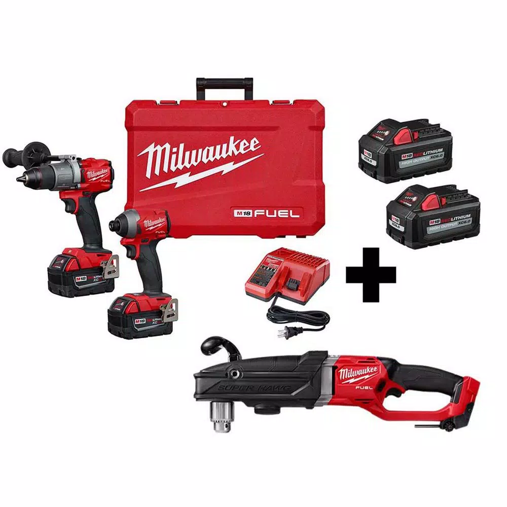Milwaukee M18 FUEL 18-Volt Lithium-Ion Brushless Cordless Hammer Drill/Right Angle Drill/ Impact Driver Combo Kit (3-Tool) and#8211; XDC Depot - Mycitystee