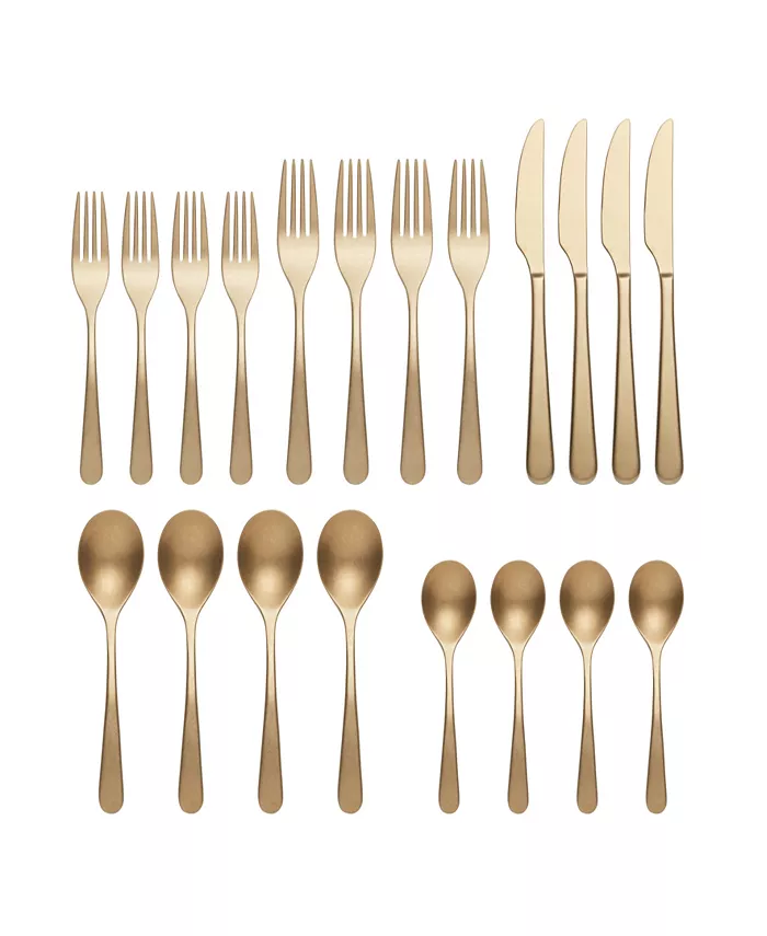 Oneida Kenbrook Champagne Tumbled 20 Piece Everyday Flatware Set， Service For 4 - Mycitystee