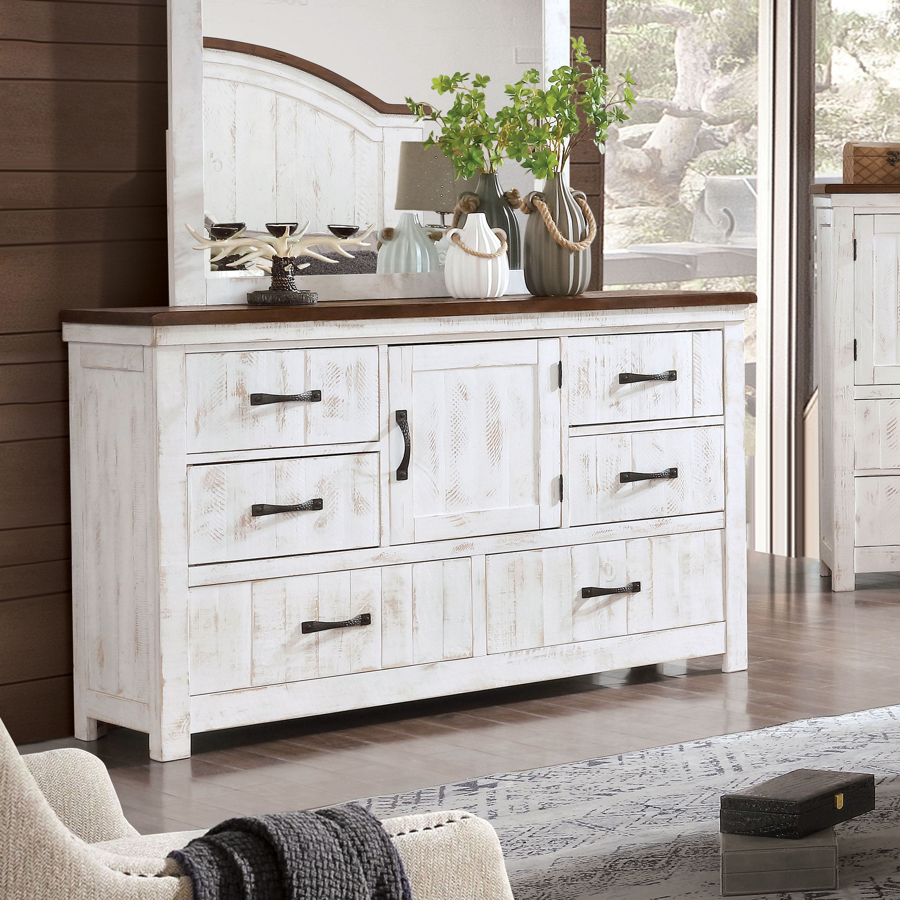 Furniture of America Ynez Farmhouse Distressed White Dresser - - 30977986 - Mycitystee