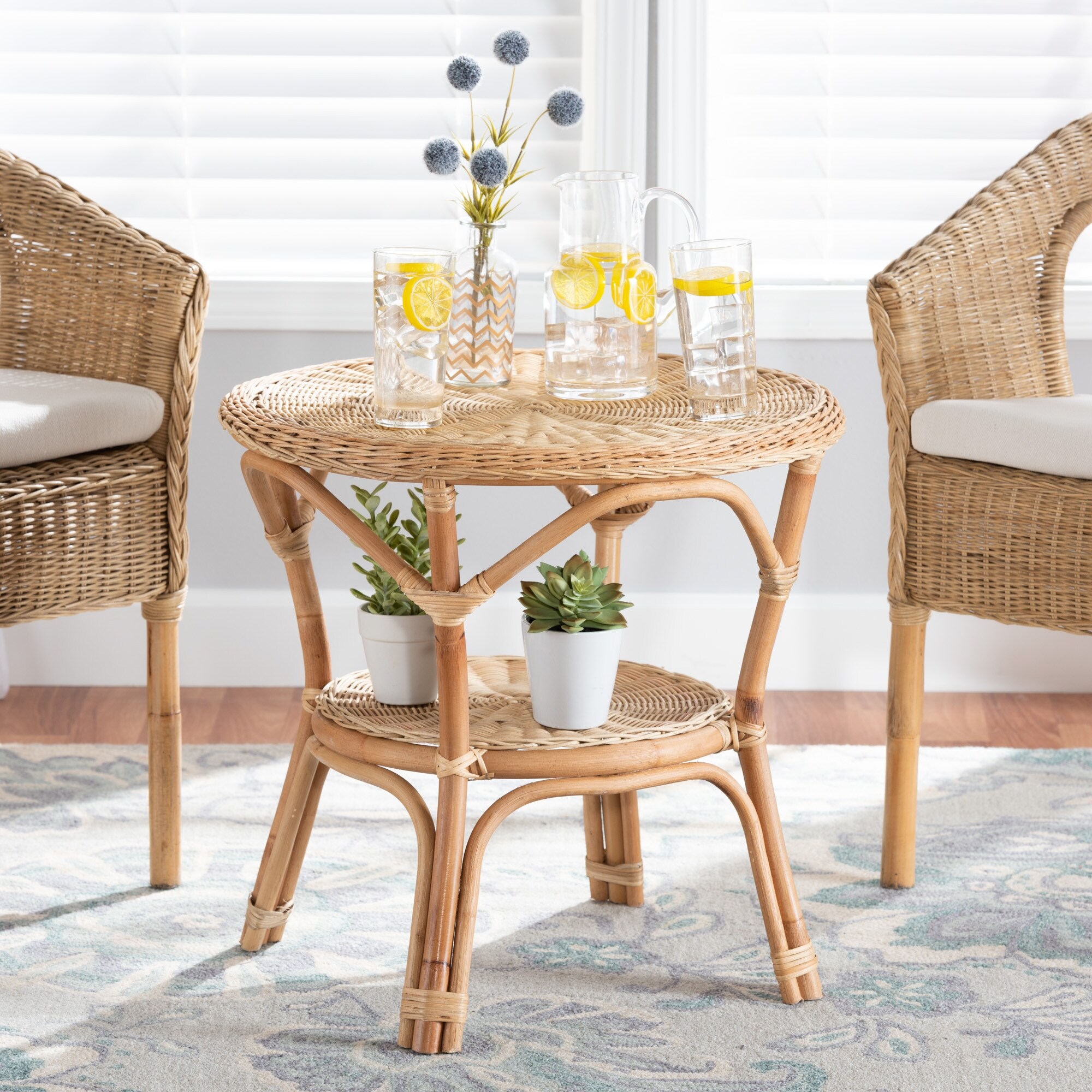 Abbey Modern Bohemian Natural Brown Antique Rattan Coffee Table - Mycitystee