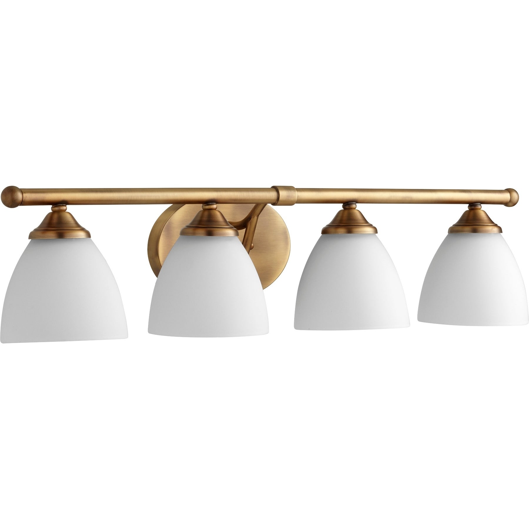 Brooks Aged Brass and Satin Opal 4-light Vanity Lighting - Mycitystee
