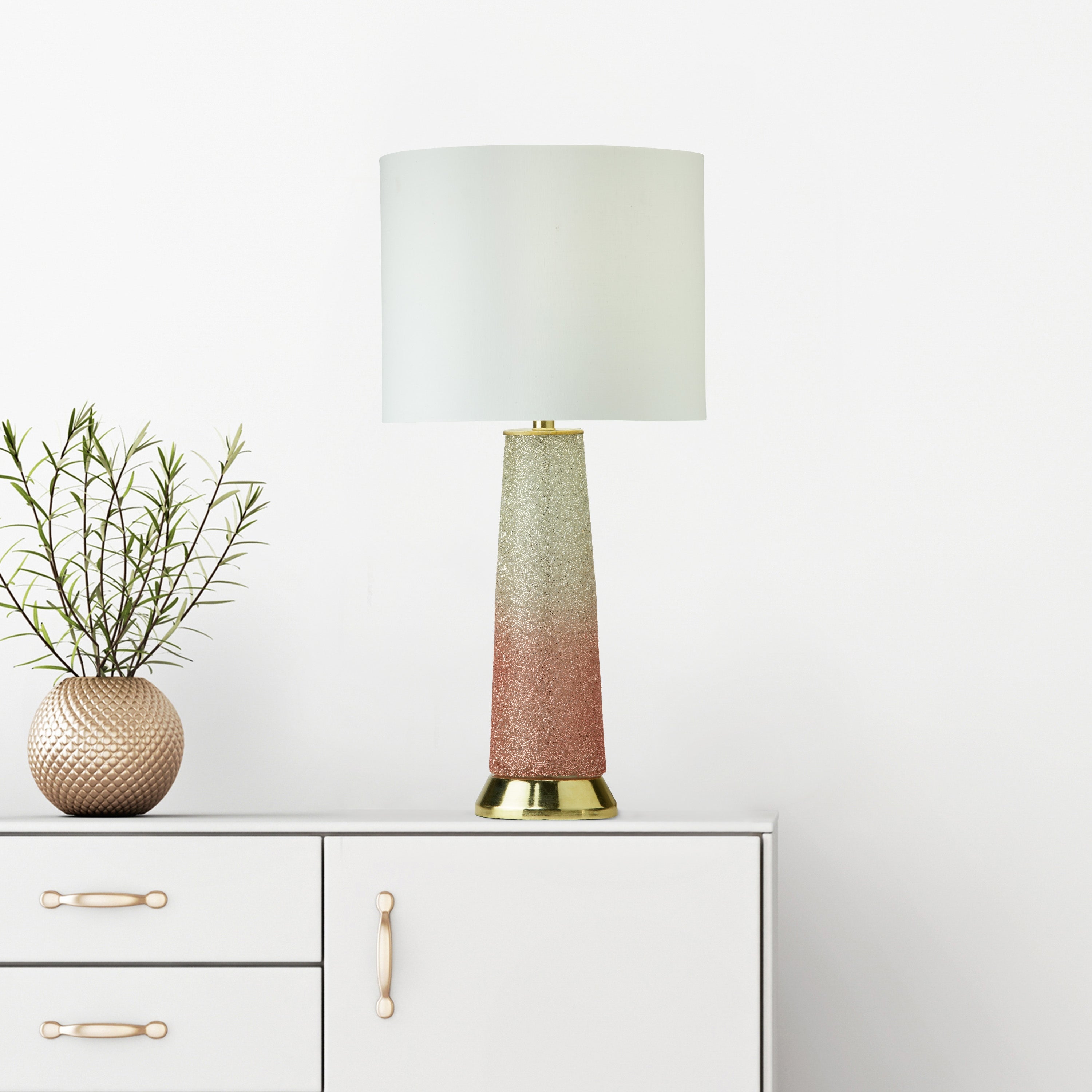 Bliss River of Goods Ombre Pink Glass and Metal 22-Inch Table Lamp - 11