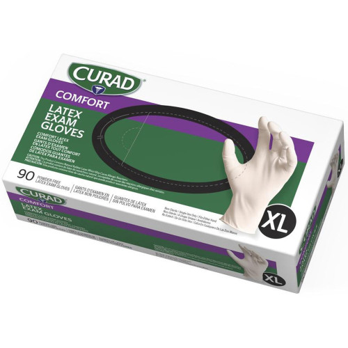 Curad Latex Exam Gloves， Powder-Free， X-Large， 90/Box (CUR8107) - Mycitystee