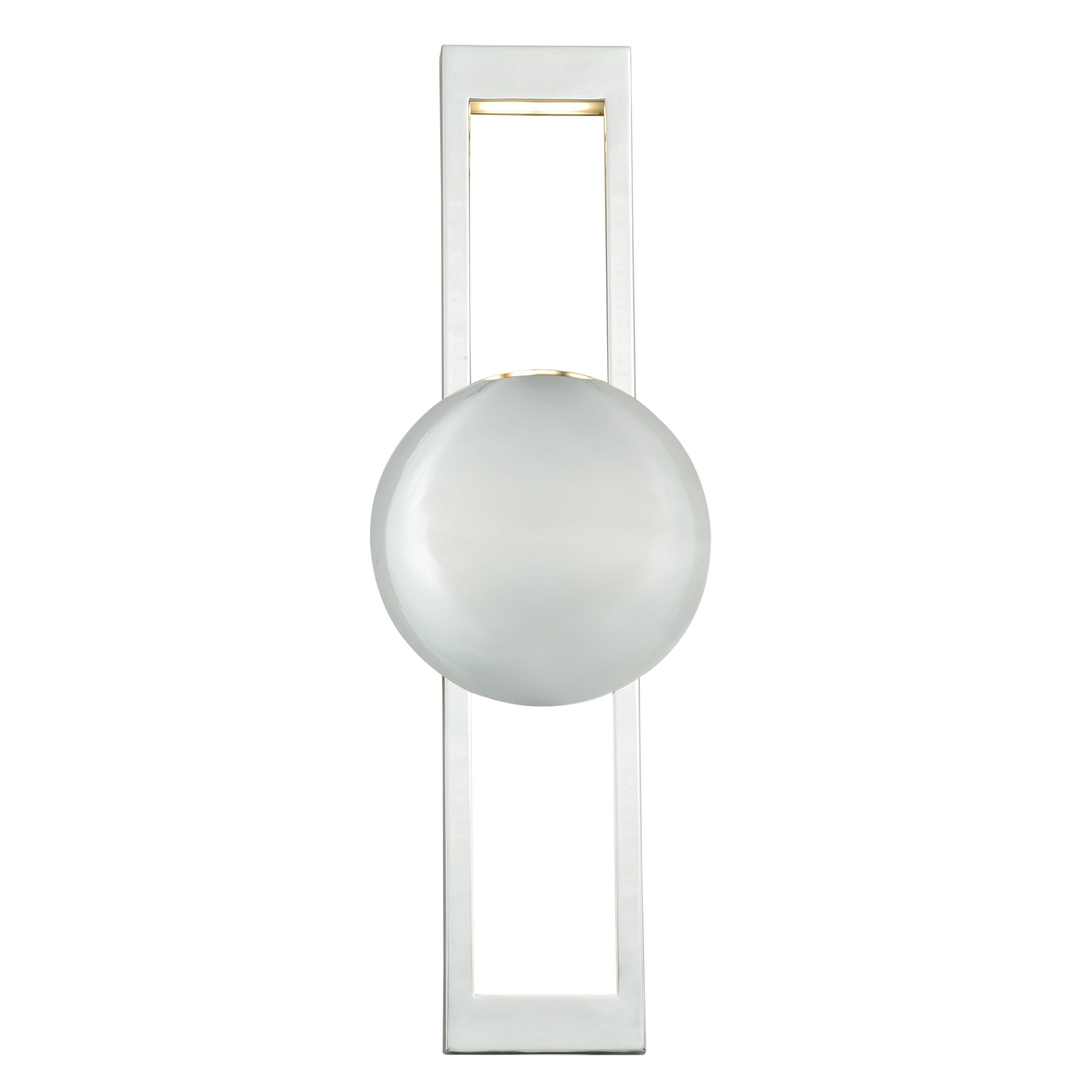 Aline 1 Light LED Polished Nickel Contemporary Flush Wall Sconce - 6-in. W x 18-in. H x 2.5-in. D - Mycitystee
