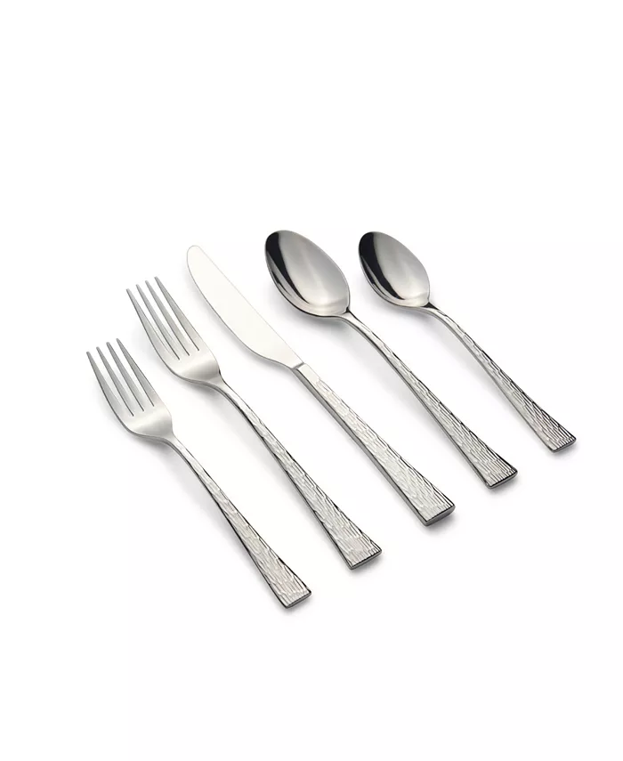 Cambridge Silversmiths Finnley Textured Mirror 20 Piece 18 10 Stainless Steel Flatware Set， Service for 4 - Mycitystee