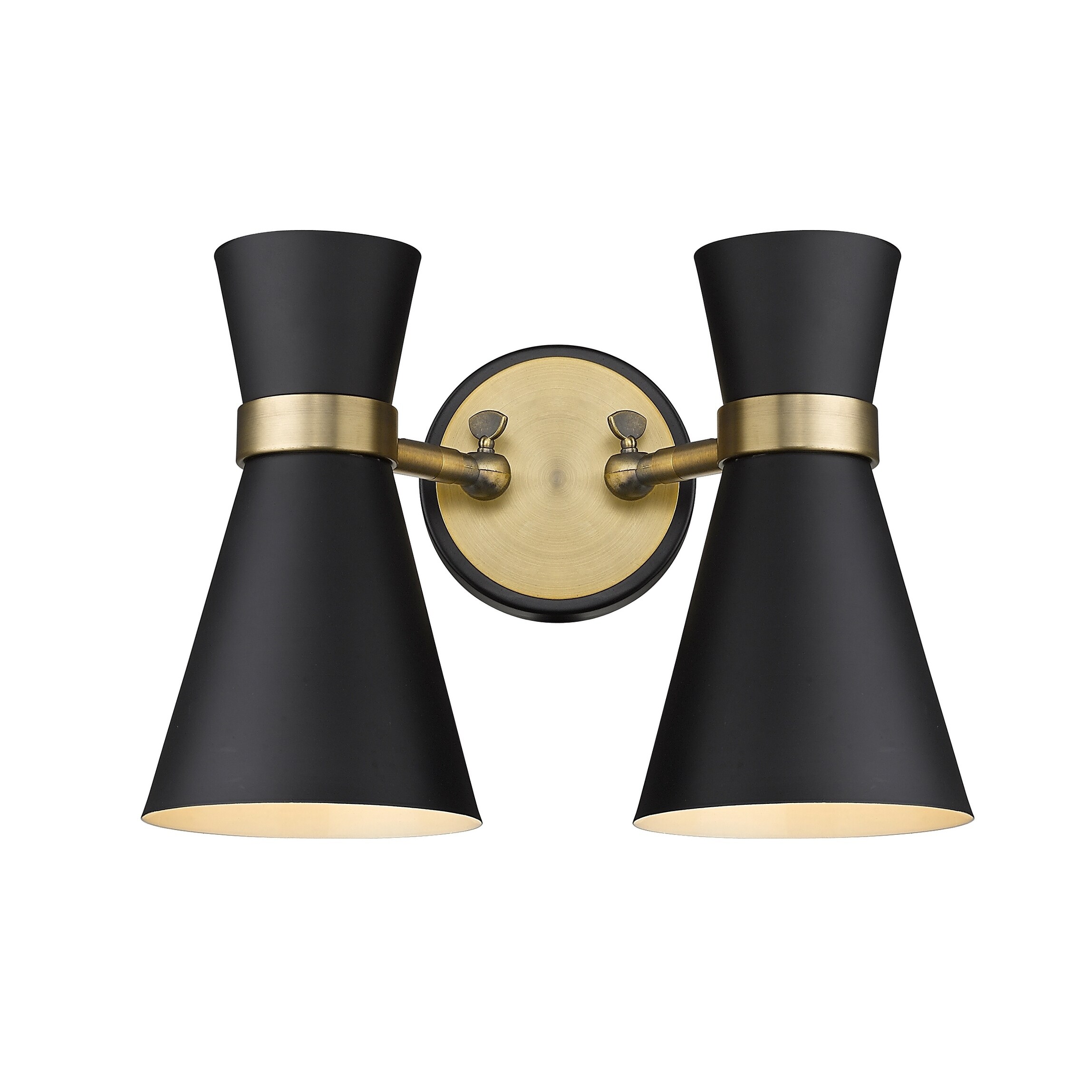 Soriano 2 Light Wall Sconce - Matte Black + Heritage Brass - Mycitystee