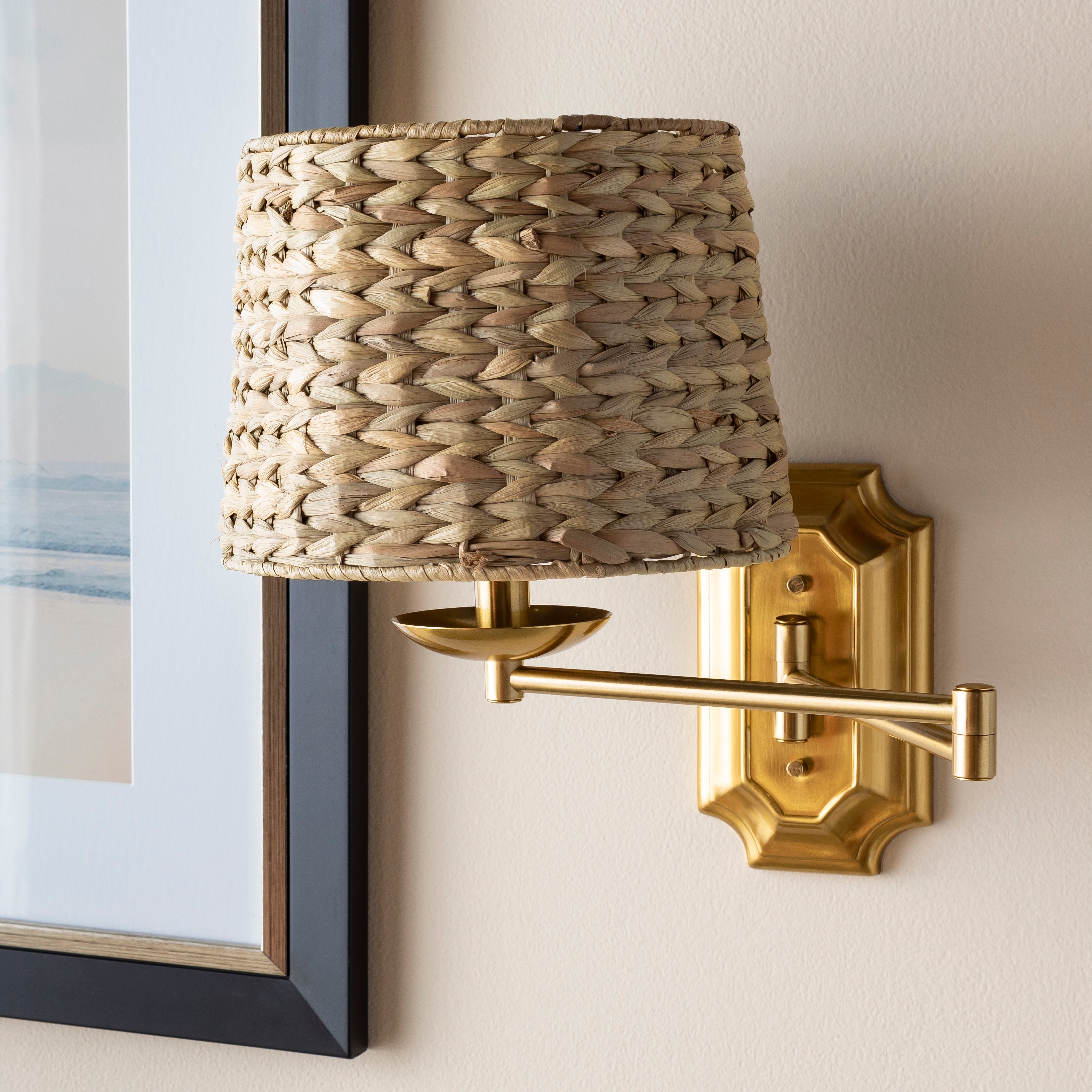 Artistic Weavers Aubre Woven Rattan Swing Arm Wall Sconce - 14.5