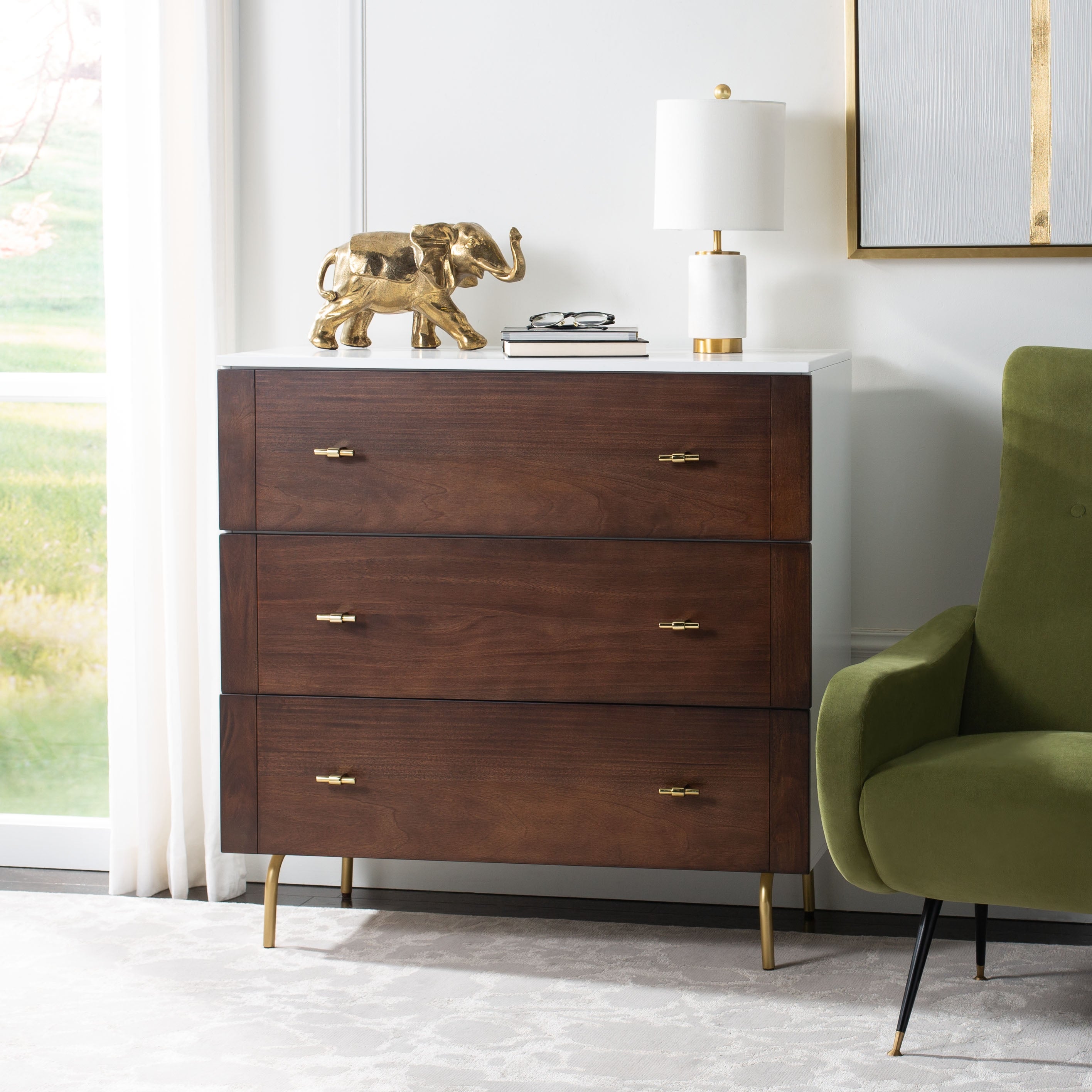 SAFAVIEH Genevieve 3-Drawer Storage Bedroom Dresser - - 28556525 - Mycitystee