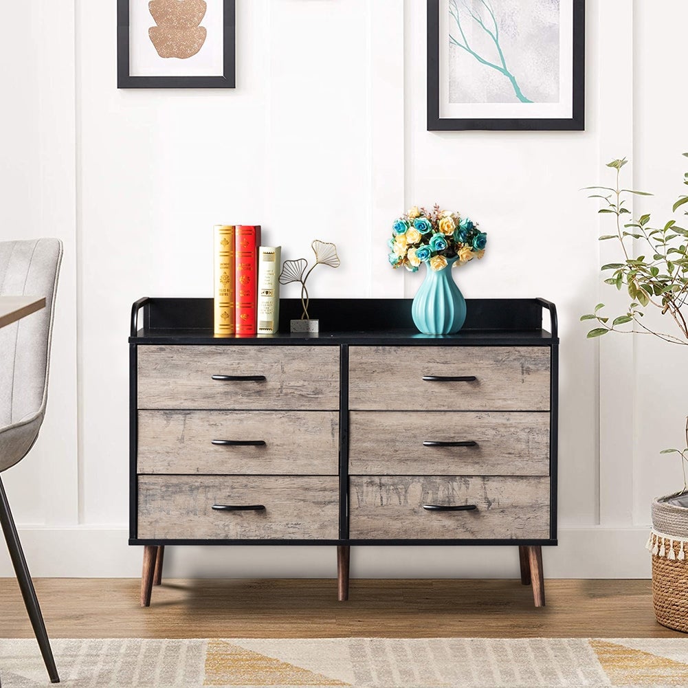 Multifunctional Large Storage Dresser with 6 Fabric Foldable Drawers - - 36881301 - Mycitystee