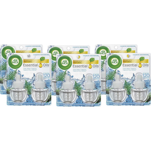 Air Wick Scented Oil Refill， Fresh Waters， 0.67 oz， 2/Pack， 6 Pack/Carton (79717CT) - Mycitystee
