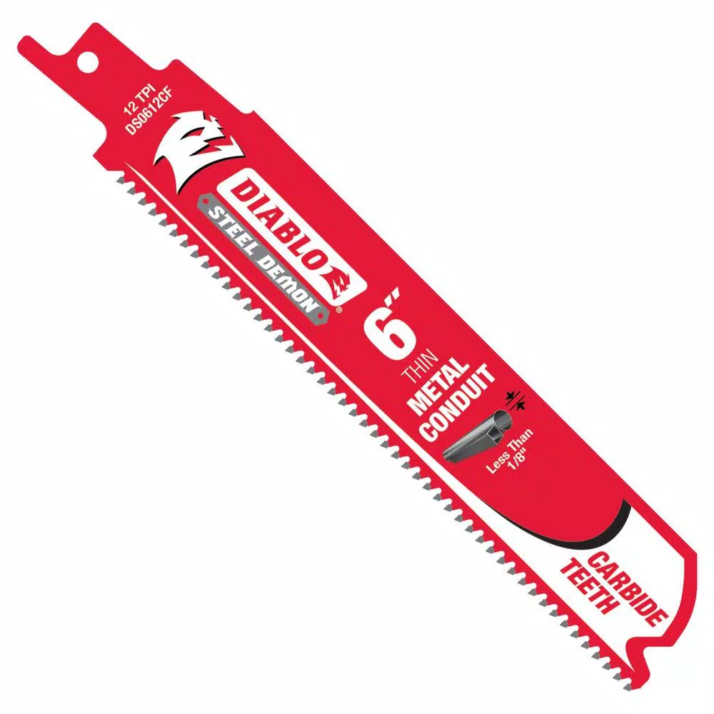 DIABLO 6 in. 12 TPI Steel Demon Carbide Thin Metal Conduit Cutting Reciprocating Saw Blade and#8211; XDC Depot - Mycitystee