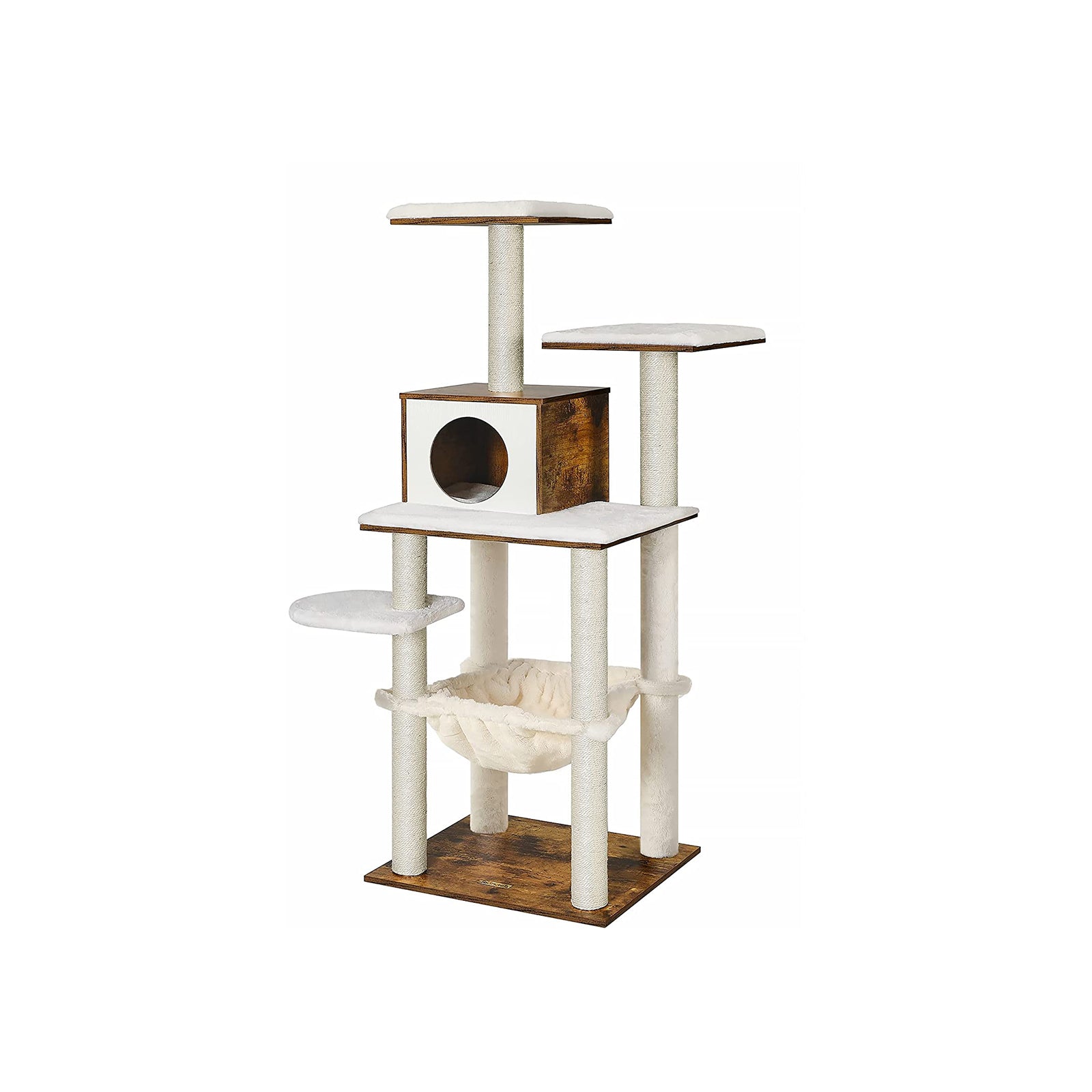 Feandrea 54.3-Inch Cat Tower with Scratching PostsRustic Brown - Mycitystee