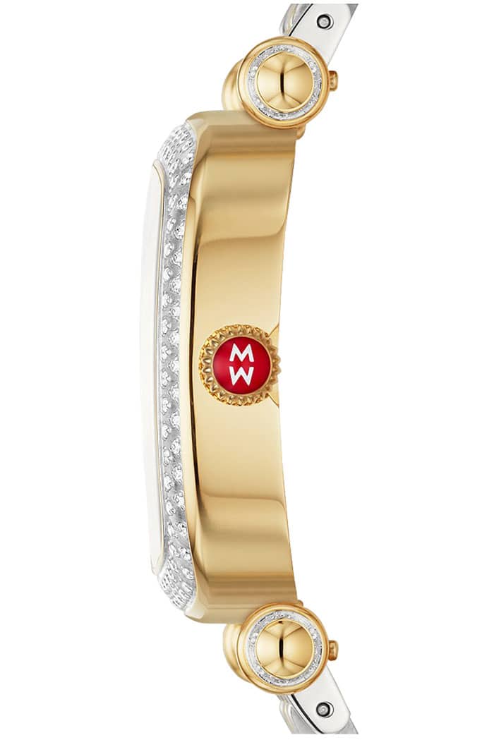 Michele Caber Isle MOP w/ Diamond Dial Two-Tone Silver and 18k Gold Bracelet Watch， 32mm - Mycitystee