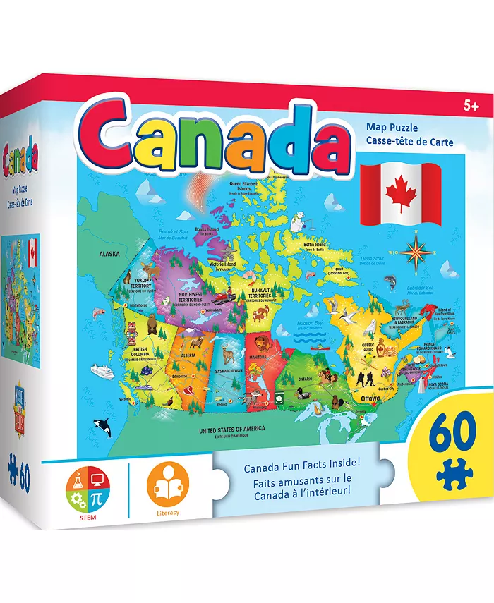 MasterPieces Puzzles Explorers - Canada Map 60 Piece Kids Jigsaw Puzzle - Mycitystee