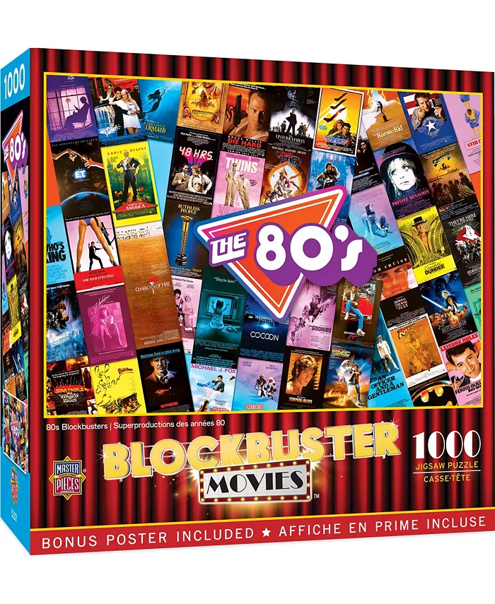 MasterPieces Puzzles Blockbuster Movies - 80's Blockbusters 1000 Piece Puzzle - Mycitystee
