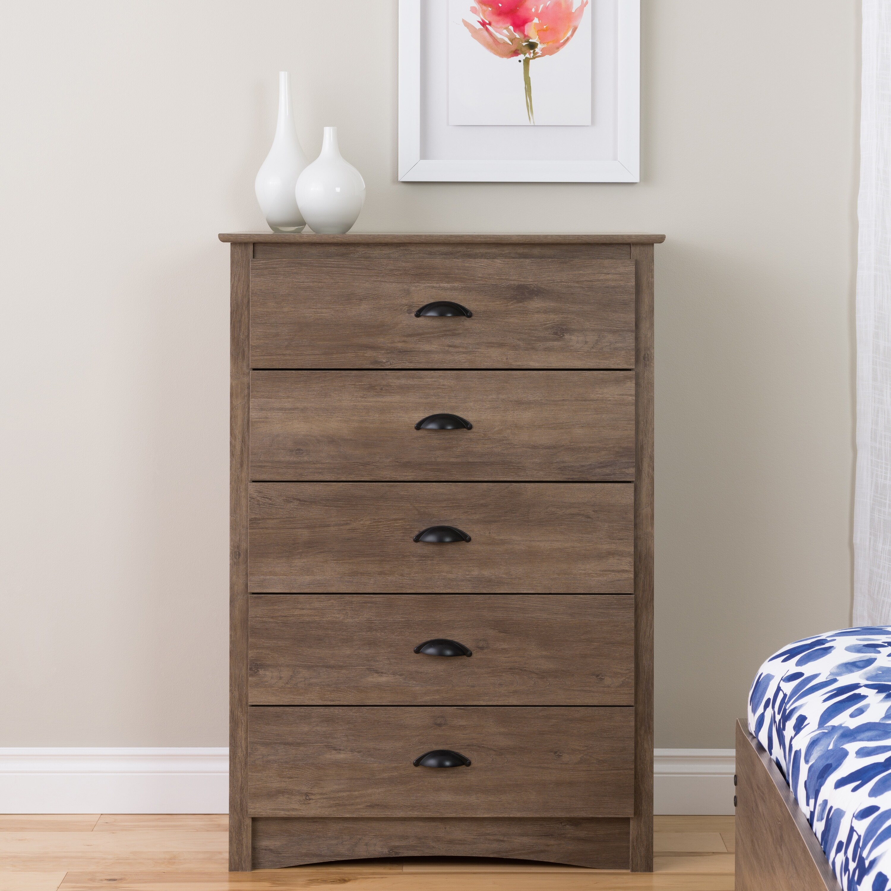 Prepac Salt Spring 5-Drawer Chest in Drifted Gray - - 36293839 - Mycitystee