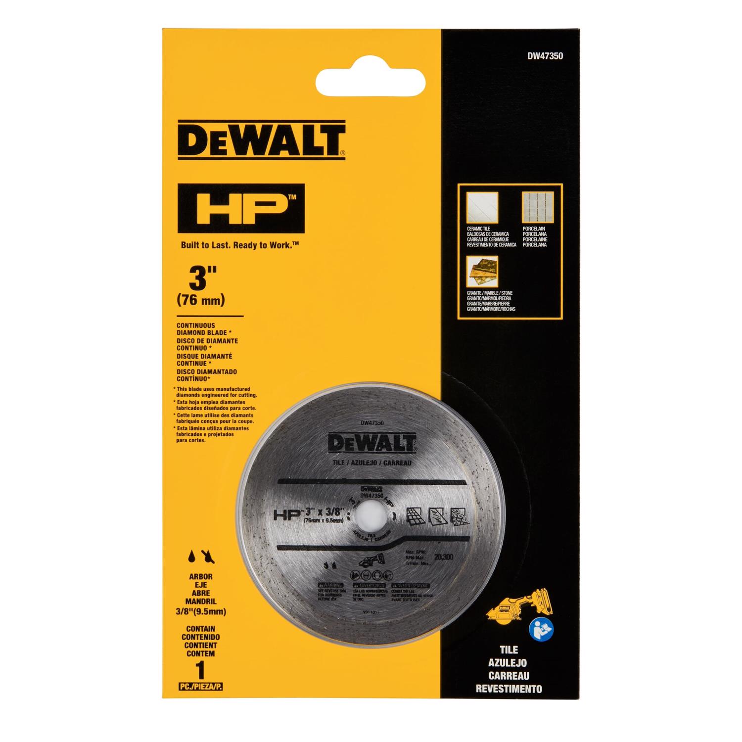 DeWalt 3 in. D X 3/8 in. Diamond/Metal Continuous HP Tile Blade 1 pk - Mycitystee