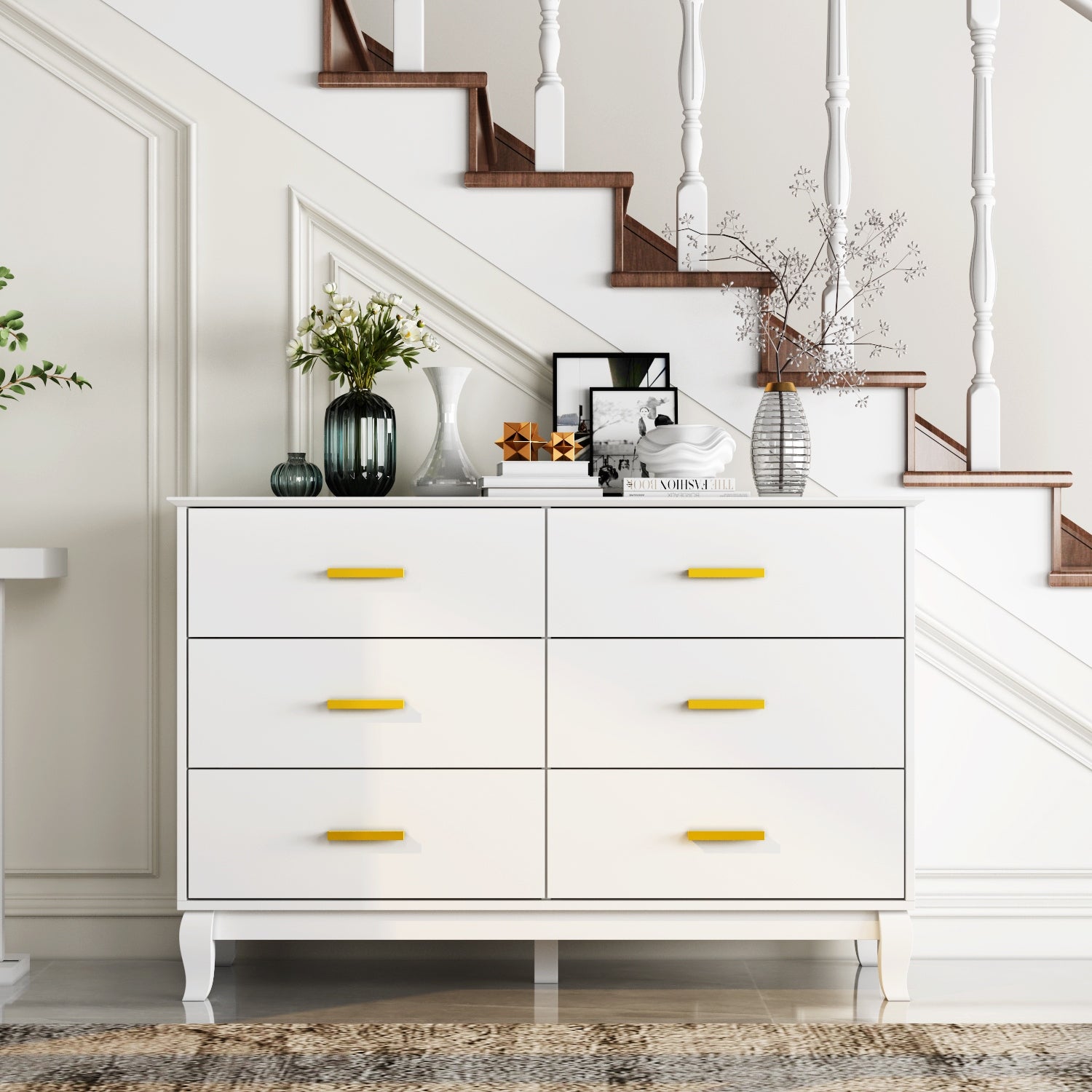 6 Drawer Dresser Modern Wood Storage Chest of Drawers for Living Room - - 36762369 - Mycitystee