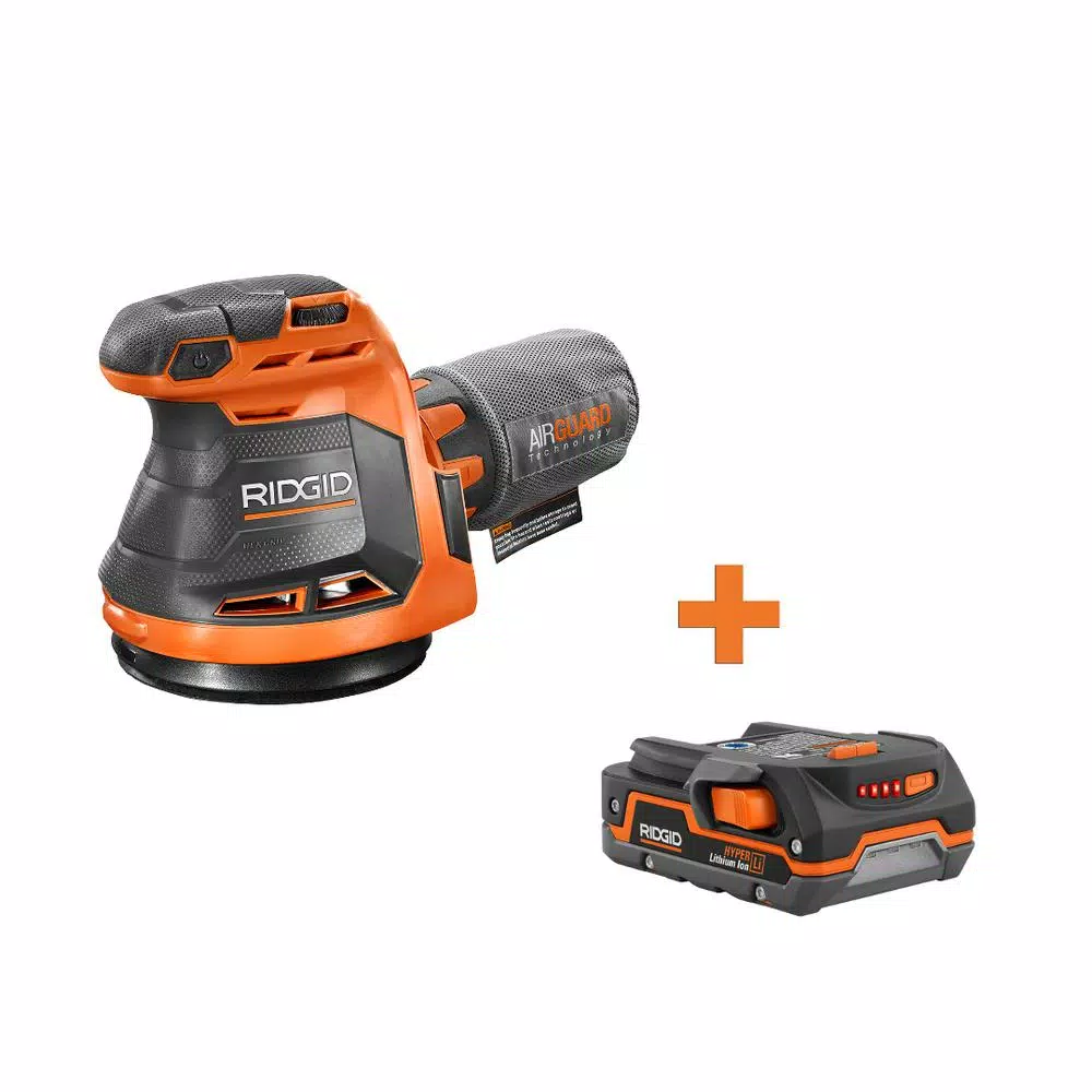 RIDGID 18-Volt Cordless 5 in. Random Orbit Sander with 1.5 Ah Lithium-Ion Battery and#8211; XDC Depot - Mycitystee