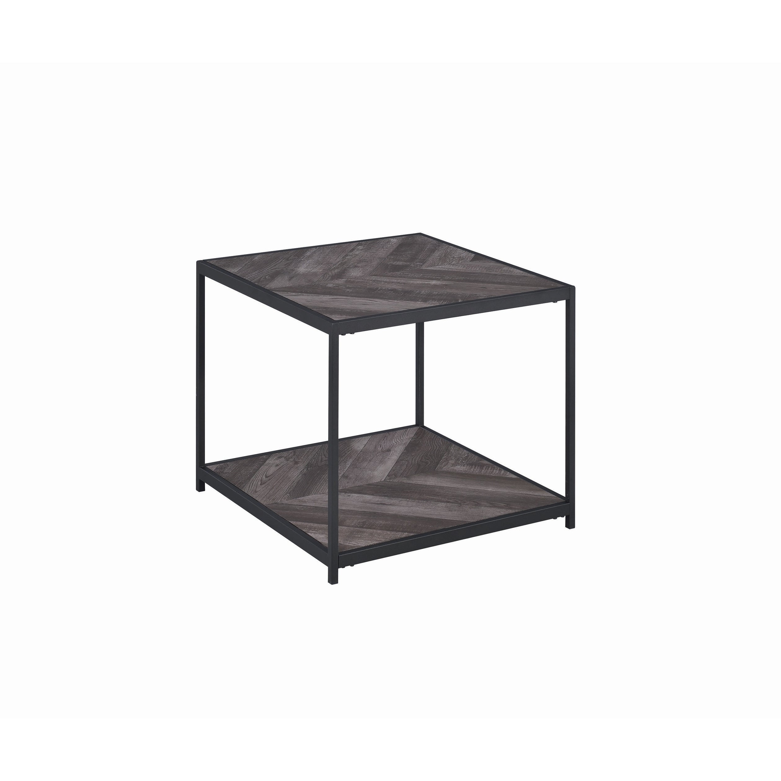Coaster Furniture Beckley Rustic Grey Herringbone Chevron End Table - Mycitystee