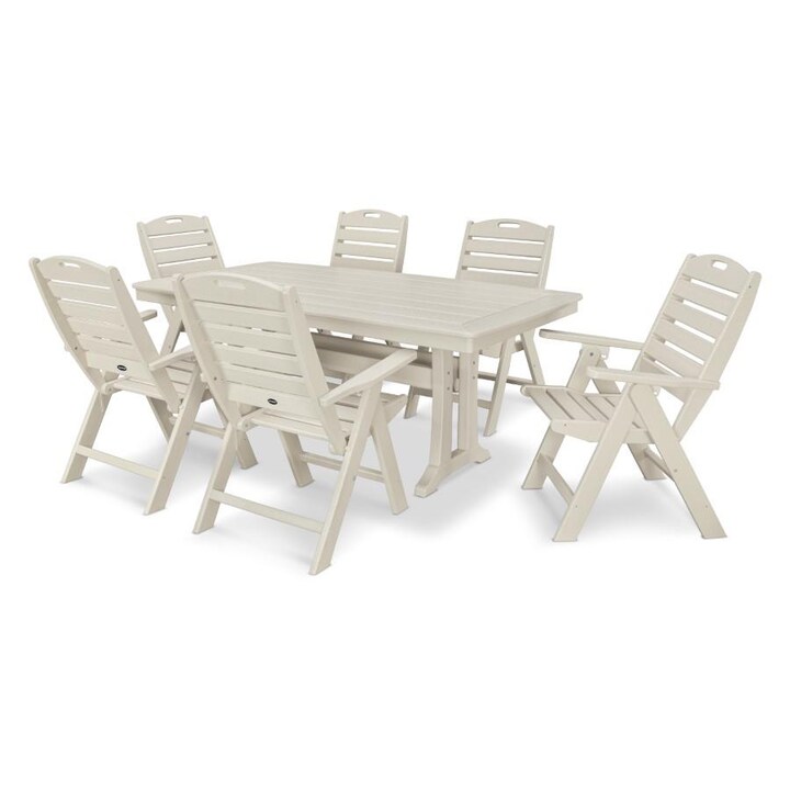 POLYWOOD 7-Piece Nautical Dining Set in Sand - Mycitystee