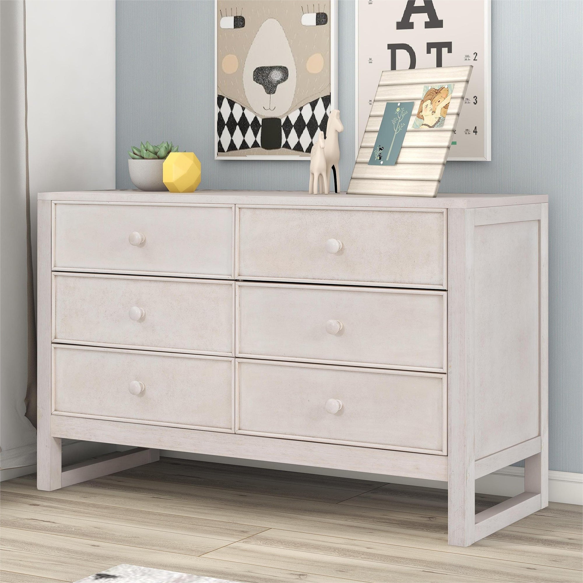 6 Drawers Rustic Wooden Dresser， Storage Cabinet for Bedroom， Sturdy Frame， Space-Saving Design， Retro Style， Versatile Use - - 37828752 - Mycitystee