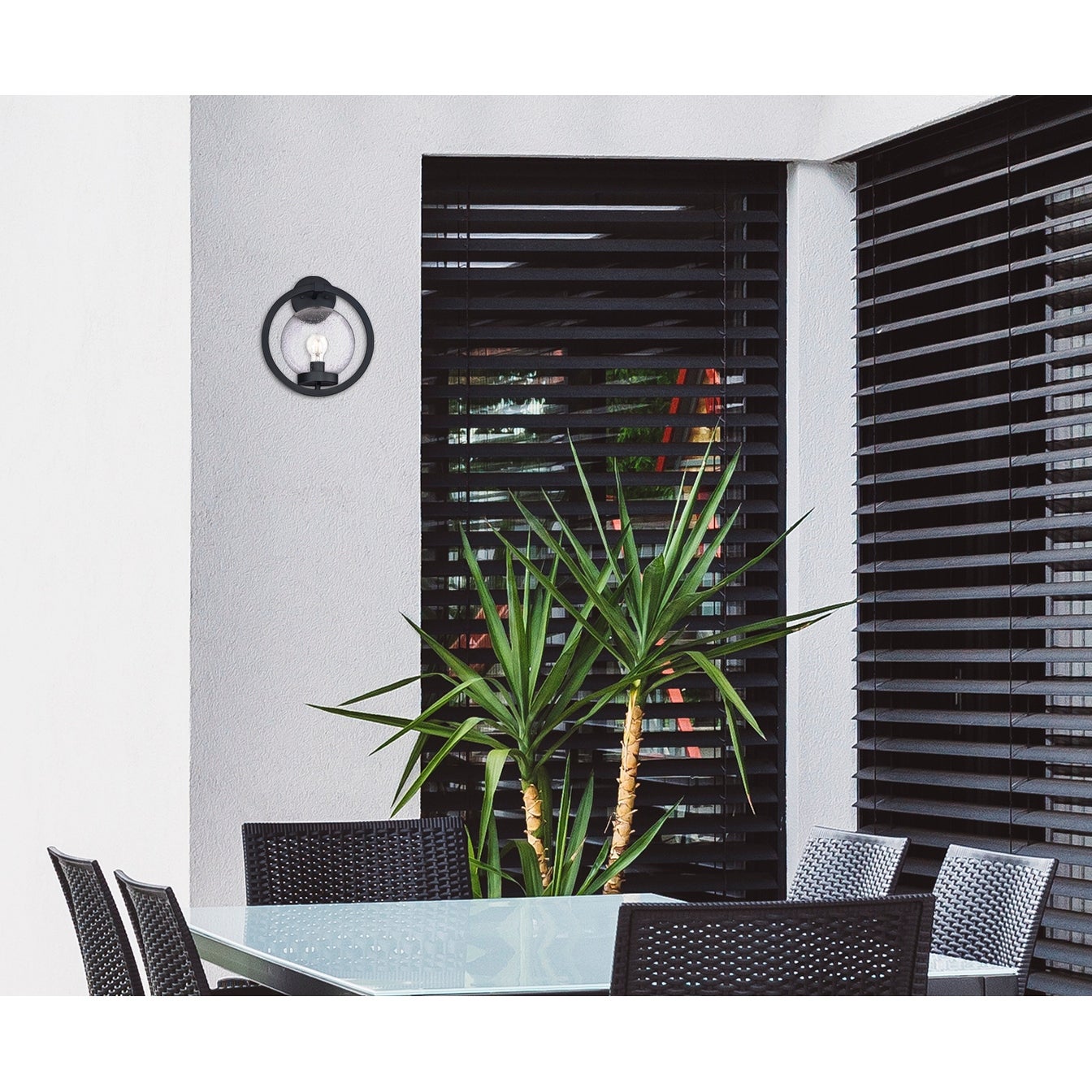 Westinghouse Lighting Palm Beach One-Light Outdoor Wall Fixture， Textured Black Finish with Clear Seeded Glass - Mycitystee