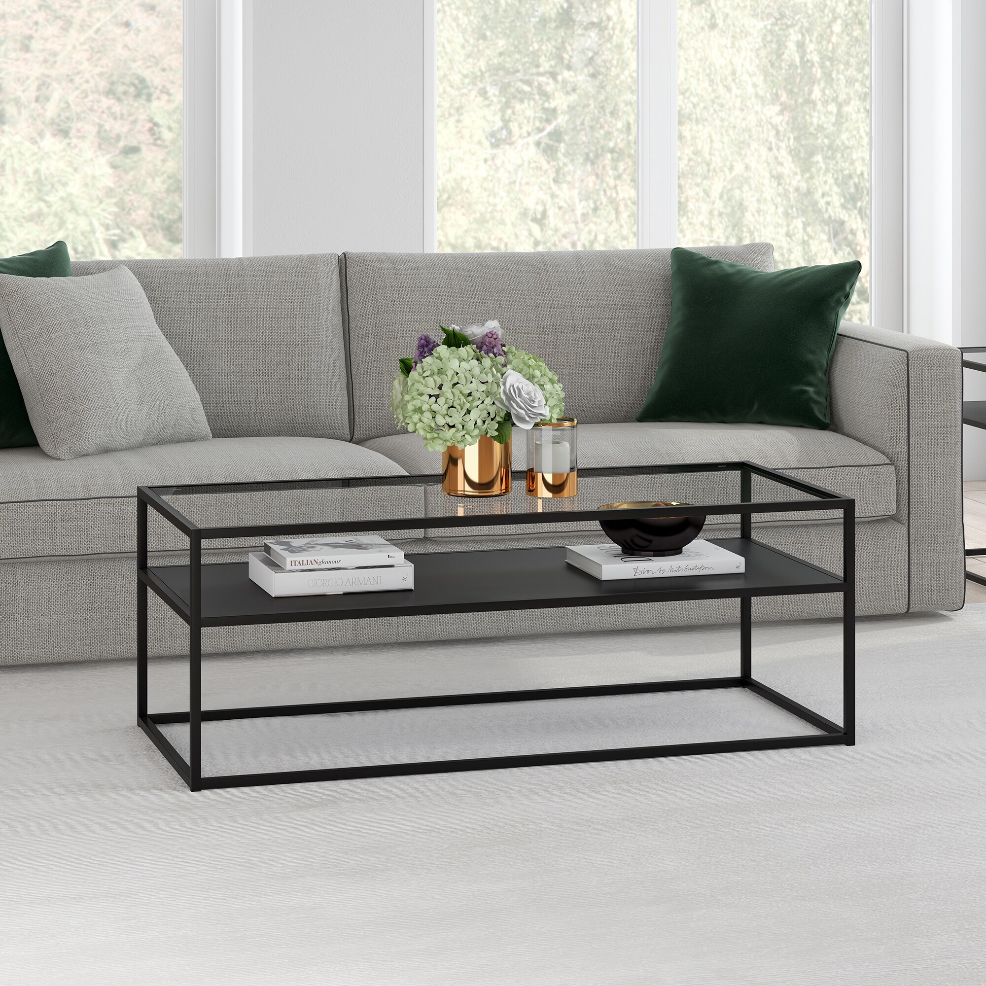 Ada Rectangular Coffee Table Blackened Bronze Finish - Mycitystee